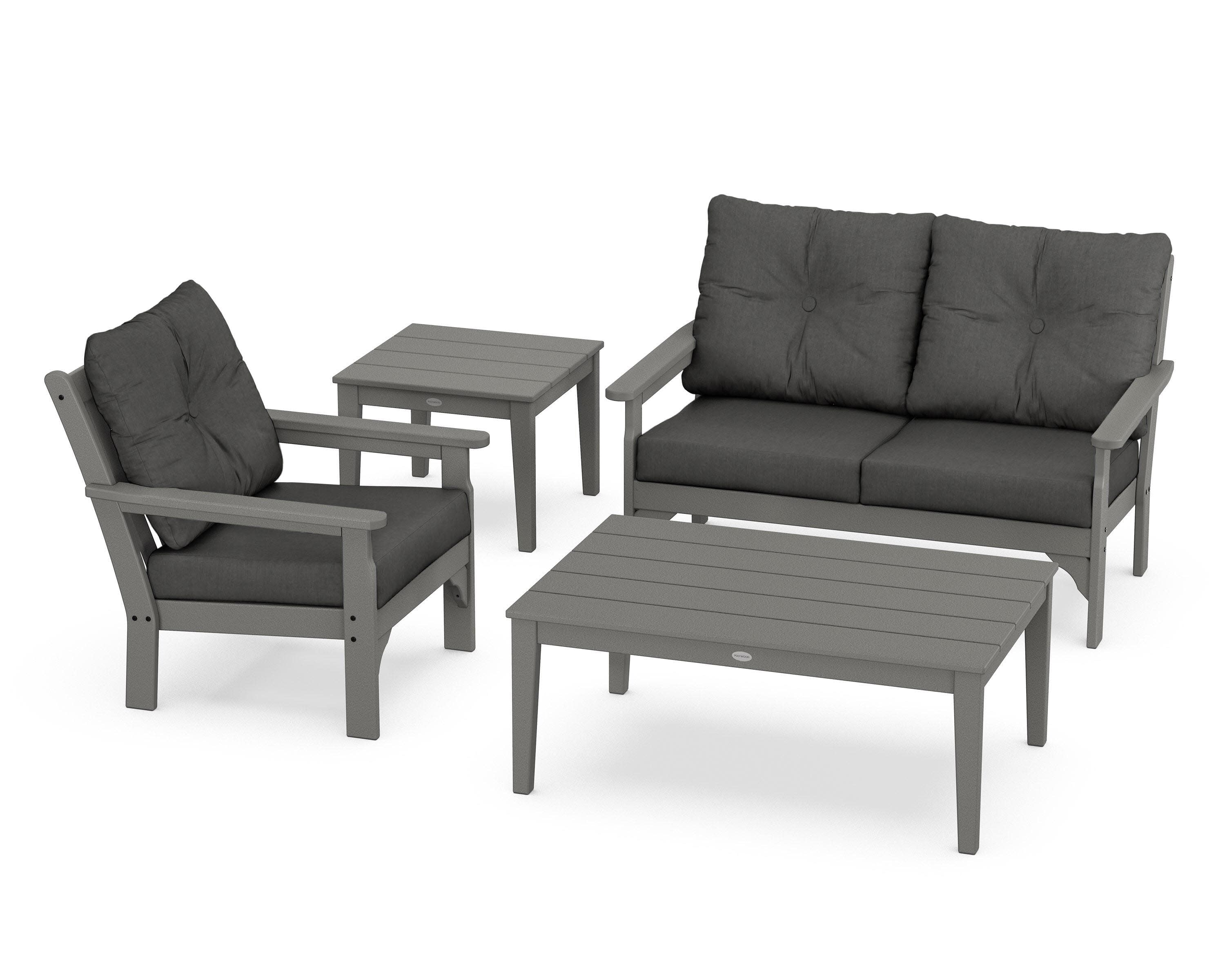 Vineyard 4-Piece Deep Seating Set in Slate Grey / Spectrum Carbon