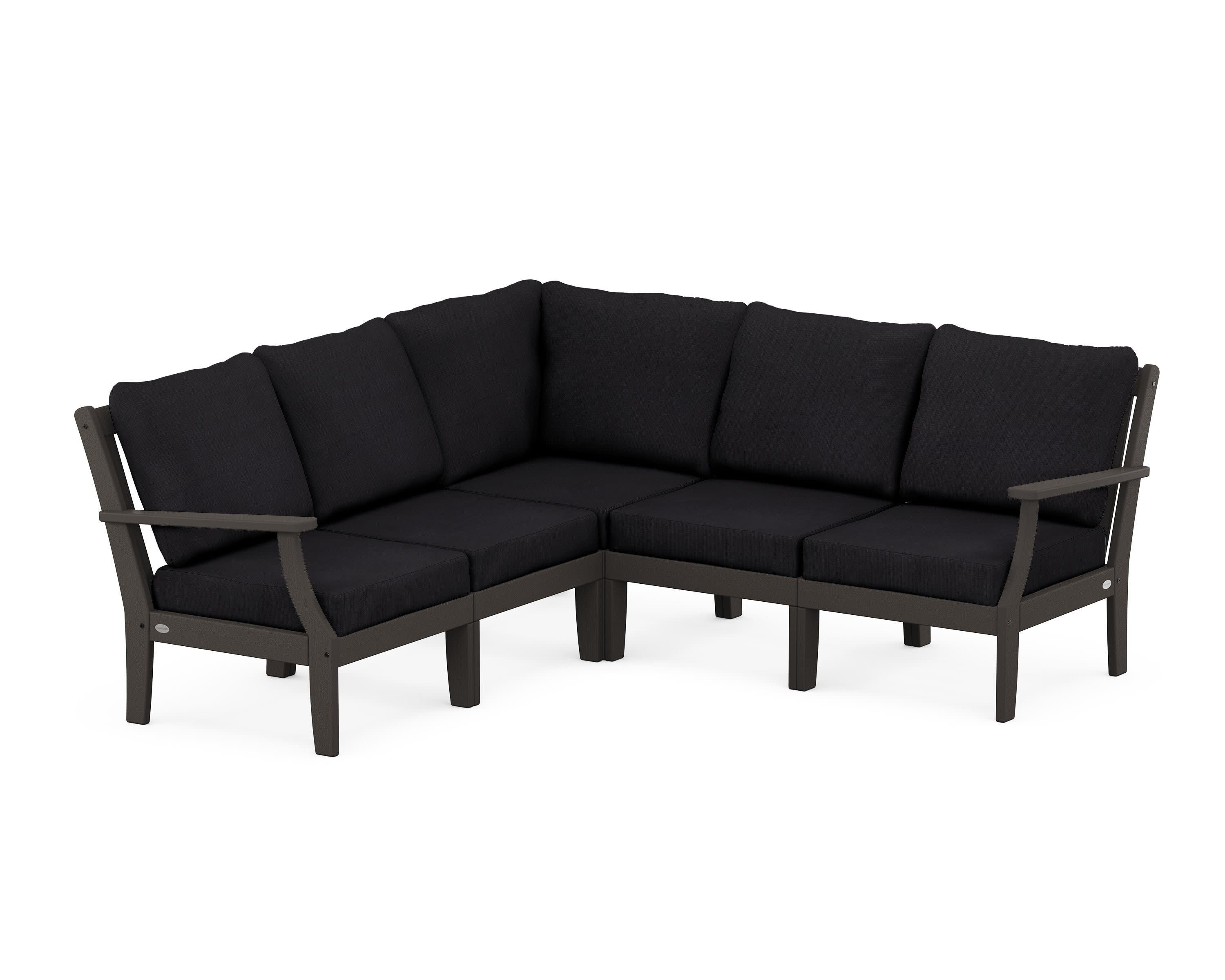 Braxton Modular 5-Piece Deep Seating Set in Vintage Coffee / Midnight Linen