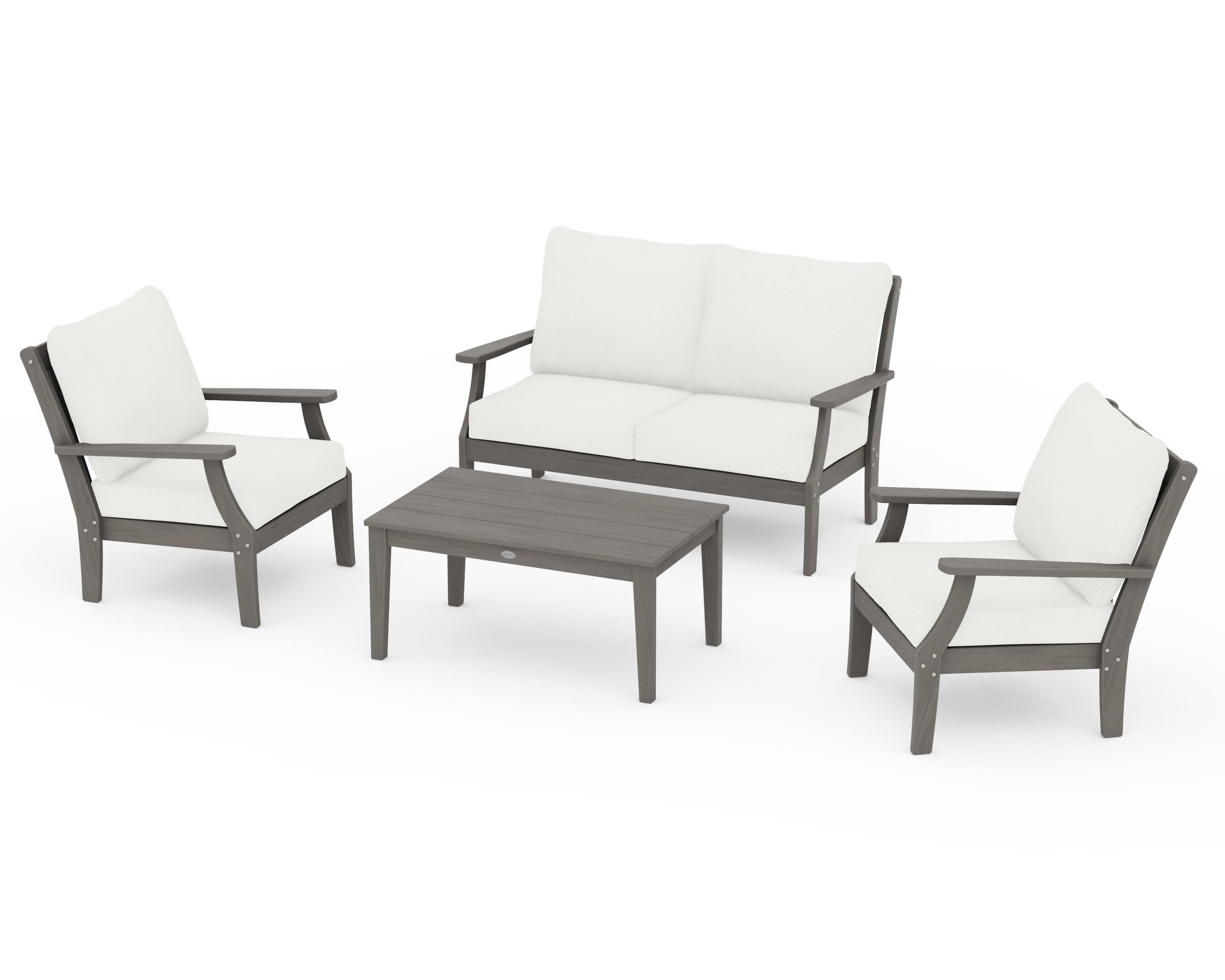 Braxton 4-Piece Deep Seating Chair Set in Driftwood / Natural Linen