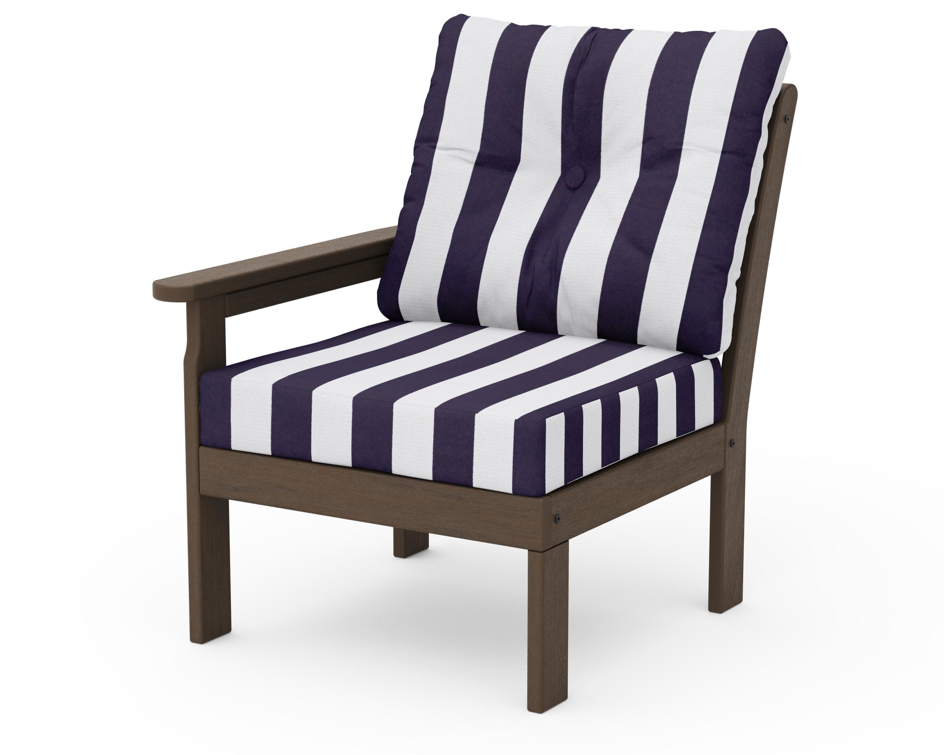 Vineyard Modular Left Arm Chair in Kona / Cabana Stripe Navy