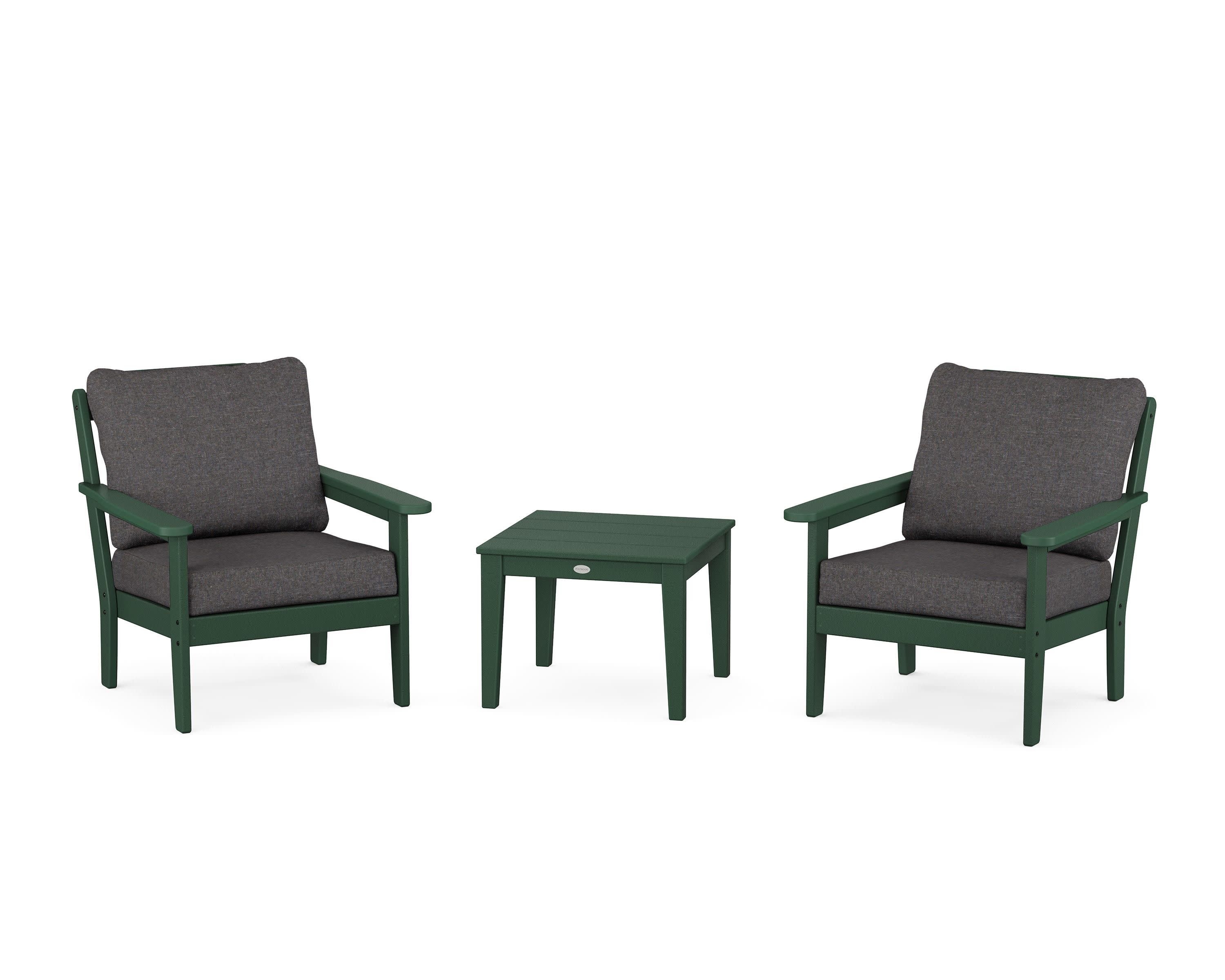 Cottage 3-Piece Deep Seating Set in Green / Ash Charcoal