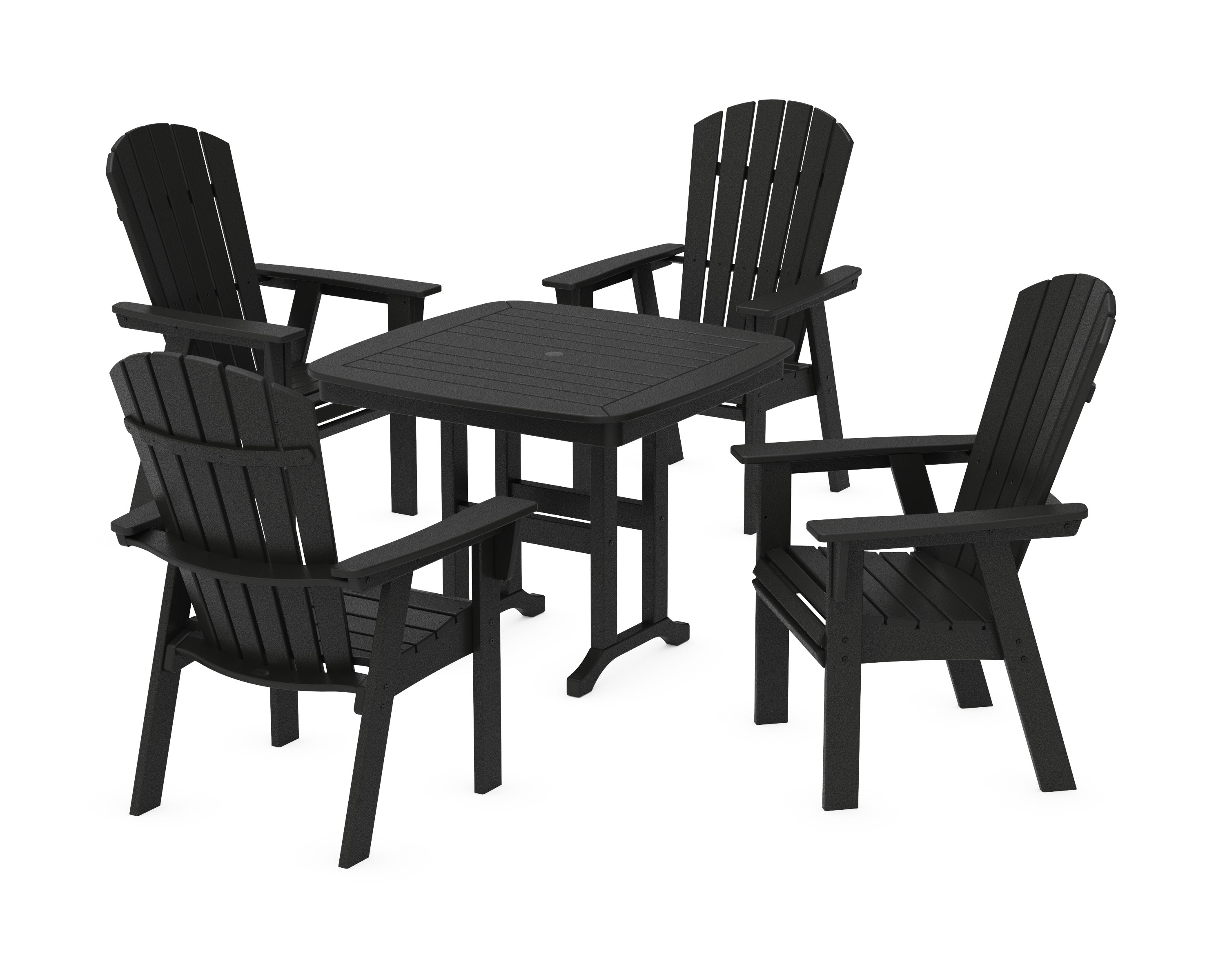 Nautical Curveback Adirondack 5-Piece Dining Set in Black