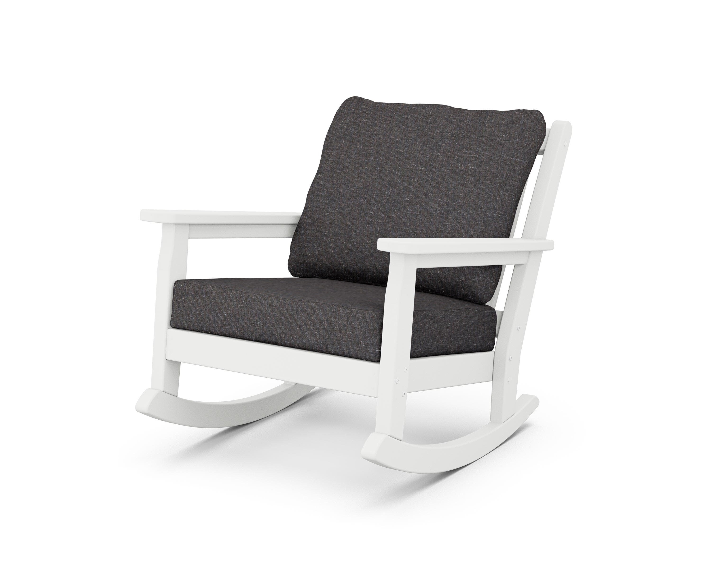 Chippendale Deep Seating Rocking Chair in White / Ash Charcoal