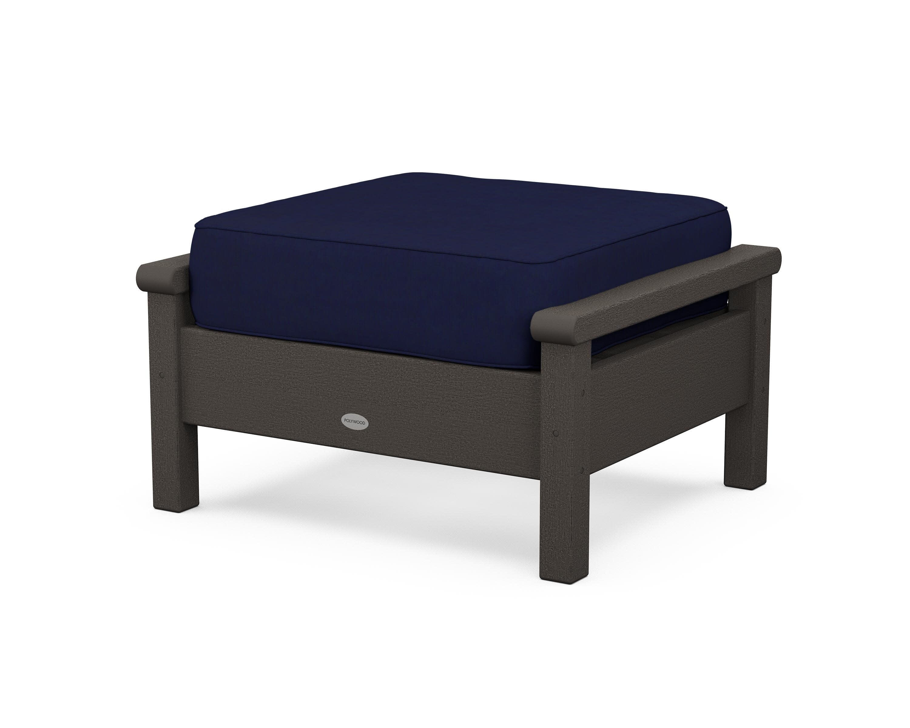 Harbour Deep Seating Ottoman in Vintage Coffee / Navy