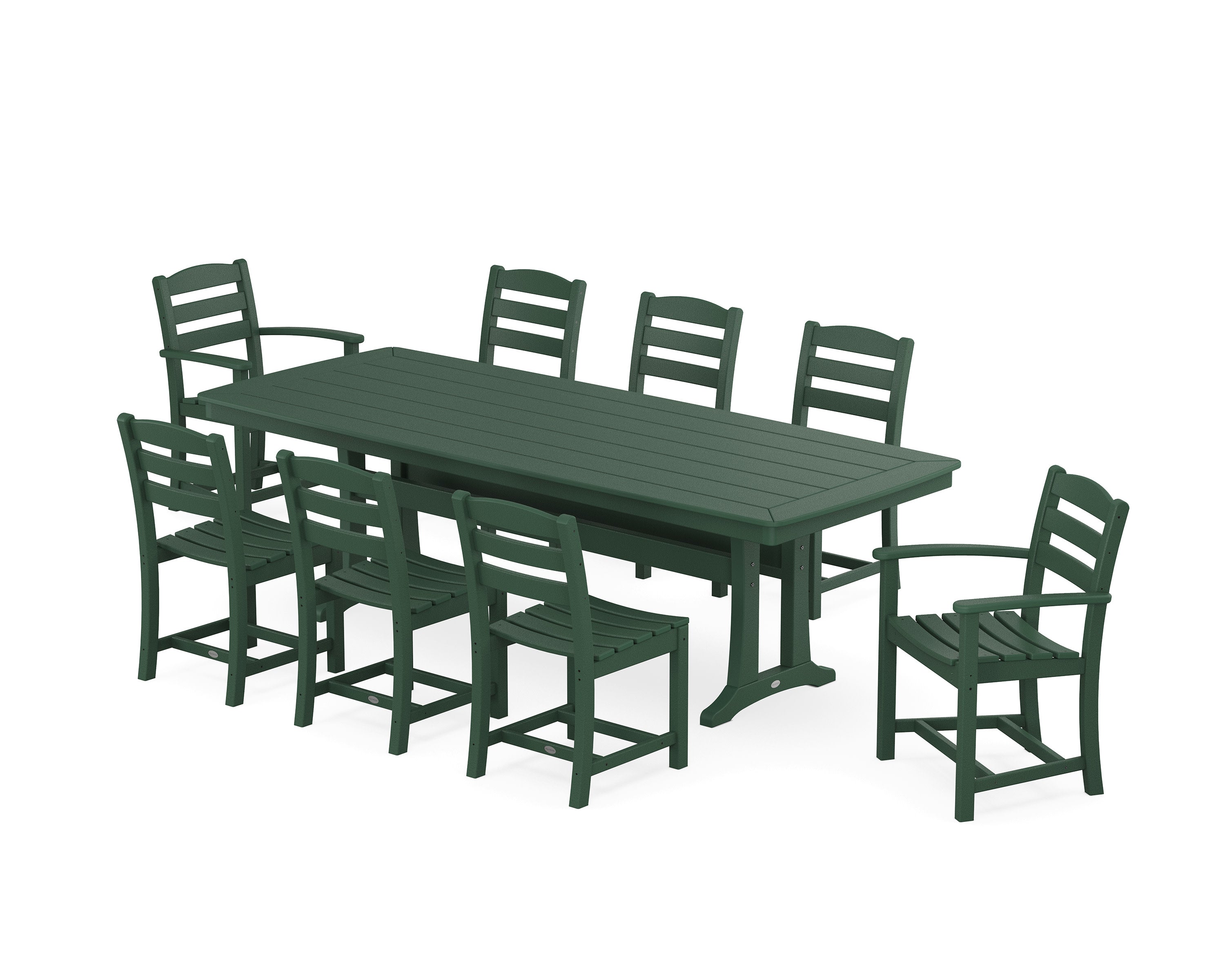 La Casa Caf 9-Piece Dining Set with Trestle Legs in Green