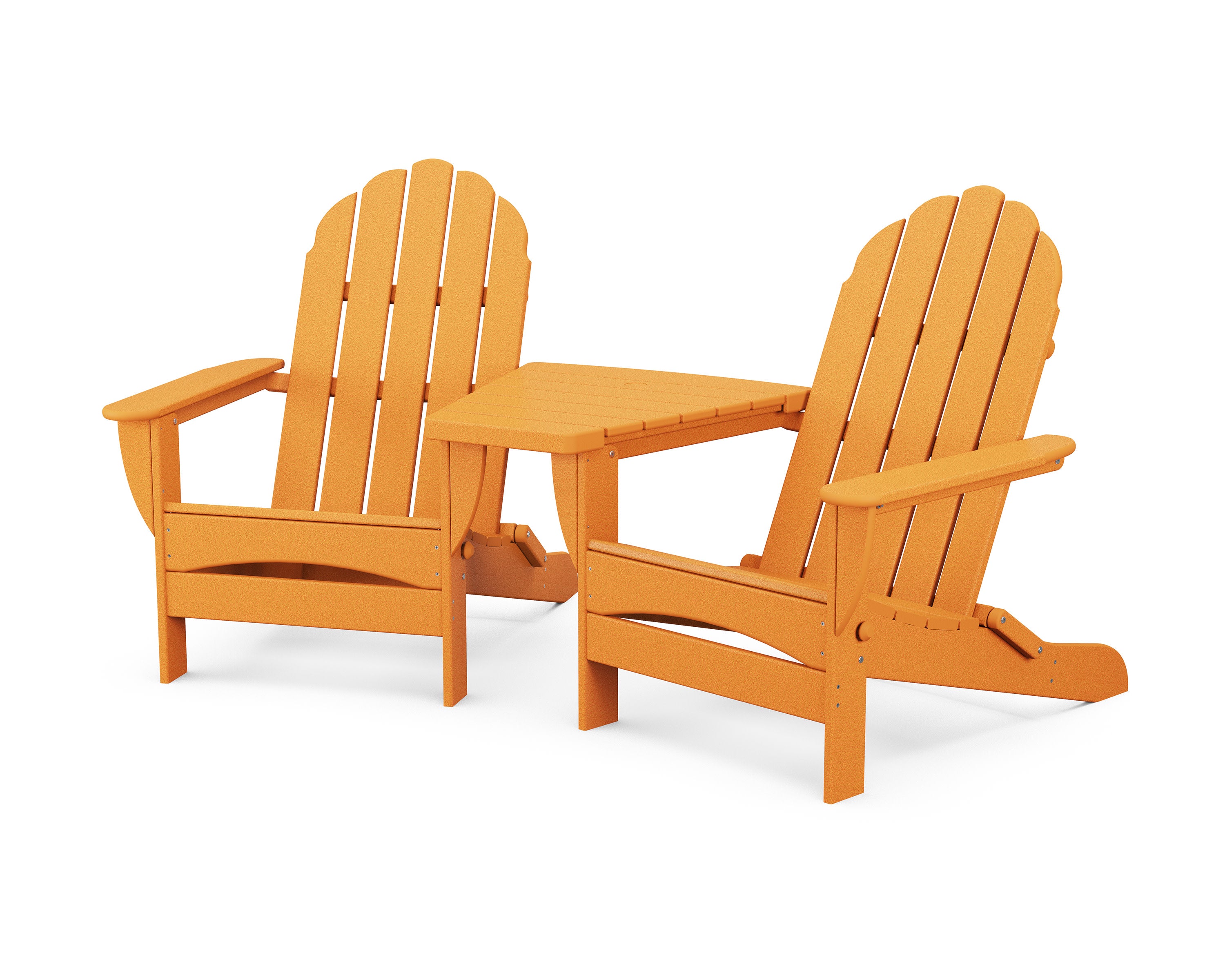 Classic Oversized Adirondacks with Angled Connecting Table in Tangerine