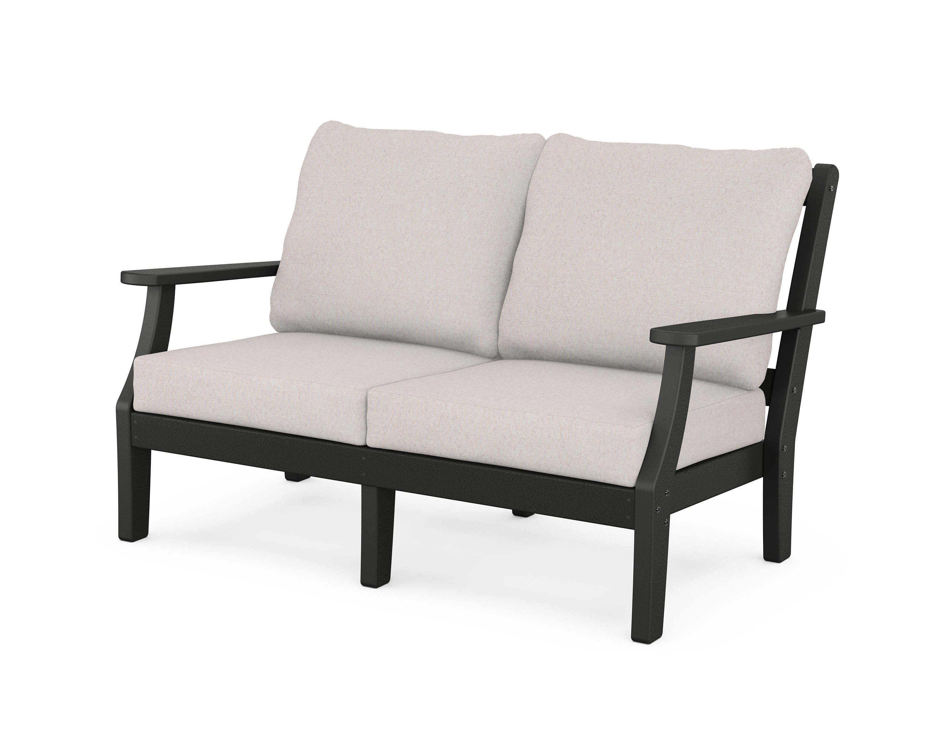 Chinoiserie Deep Seating Loveseat in Black / Dune Burlap
