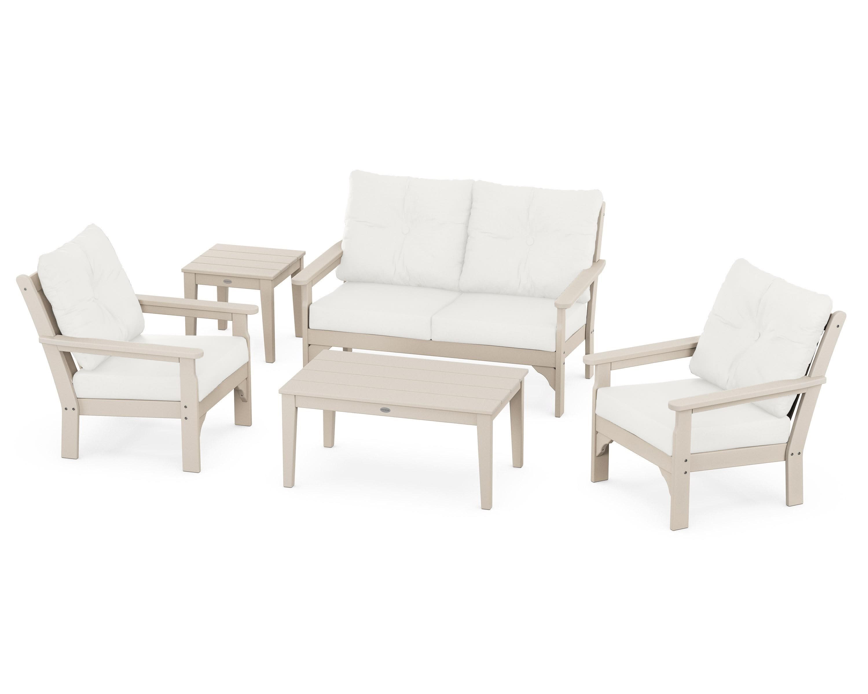 Vineyard 5-Piece Deep Seating Set in Sand / Natural Linen