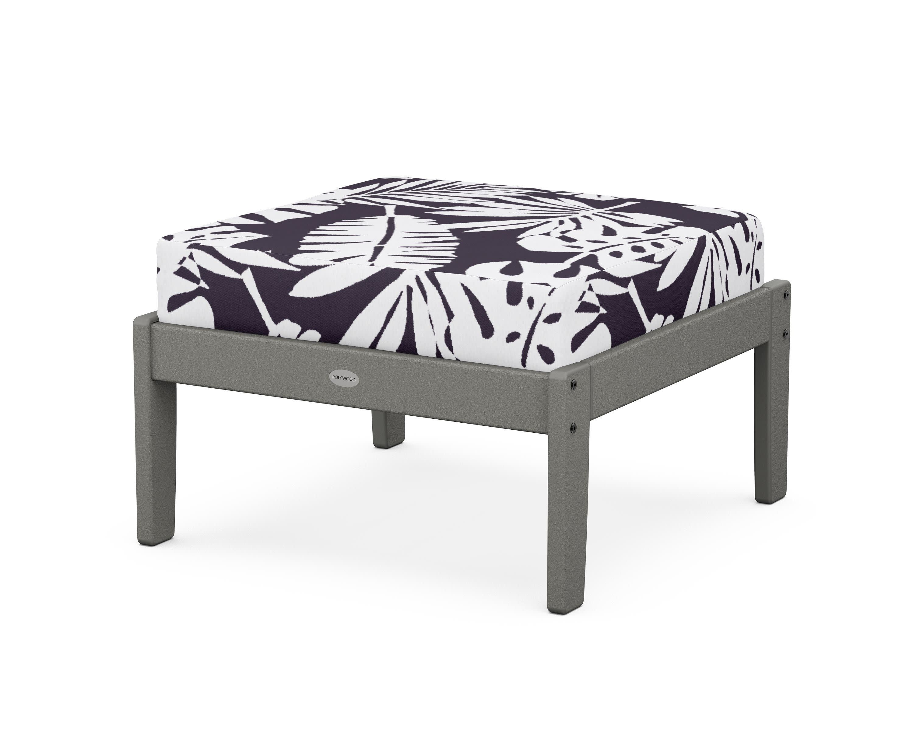 Braxton Deep Seating Ottoman in Slate Grey / Leaf Navy