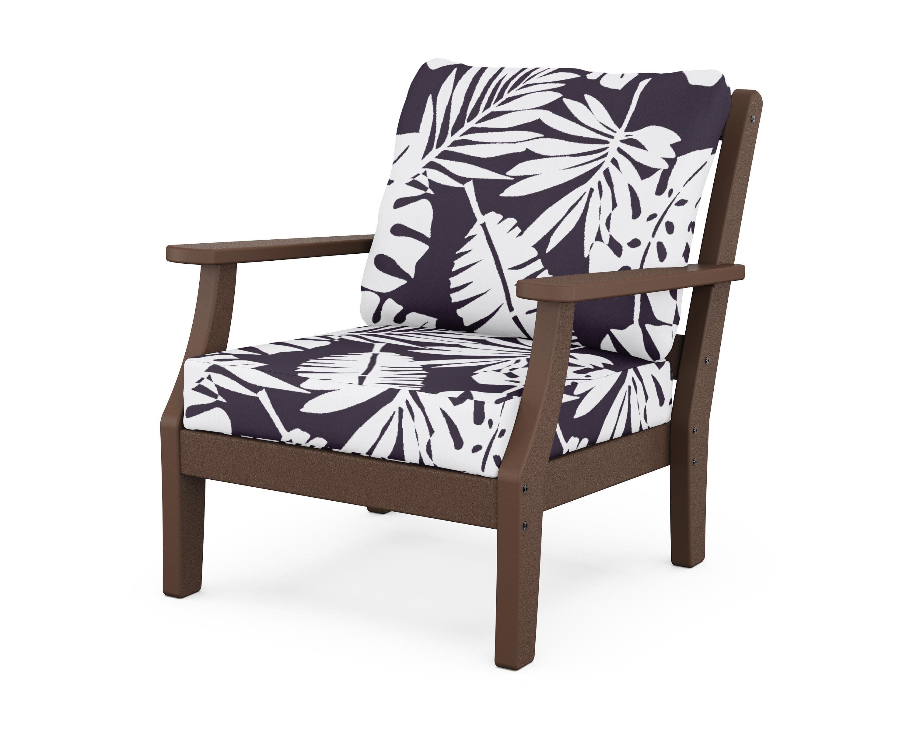 Chinoiserie Deep Seating Chair in Mahogany / Leaf Navy