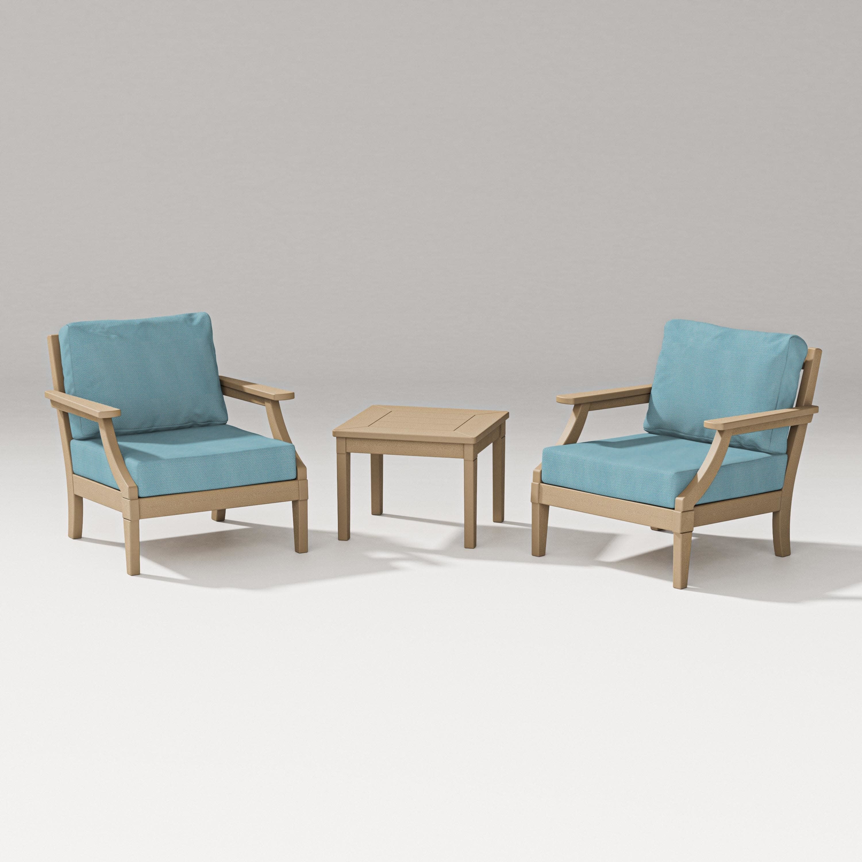 Estate 3-Piece Lounge Chair Set in Vintage Sahara / Lattice Sky Blue