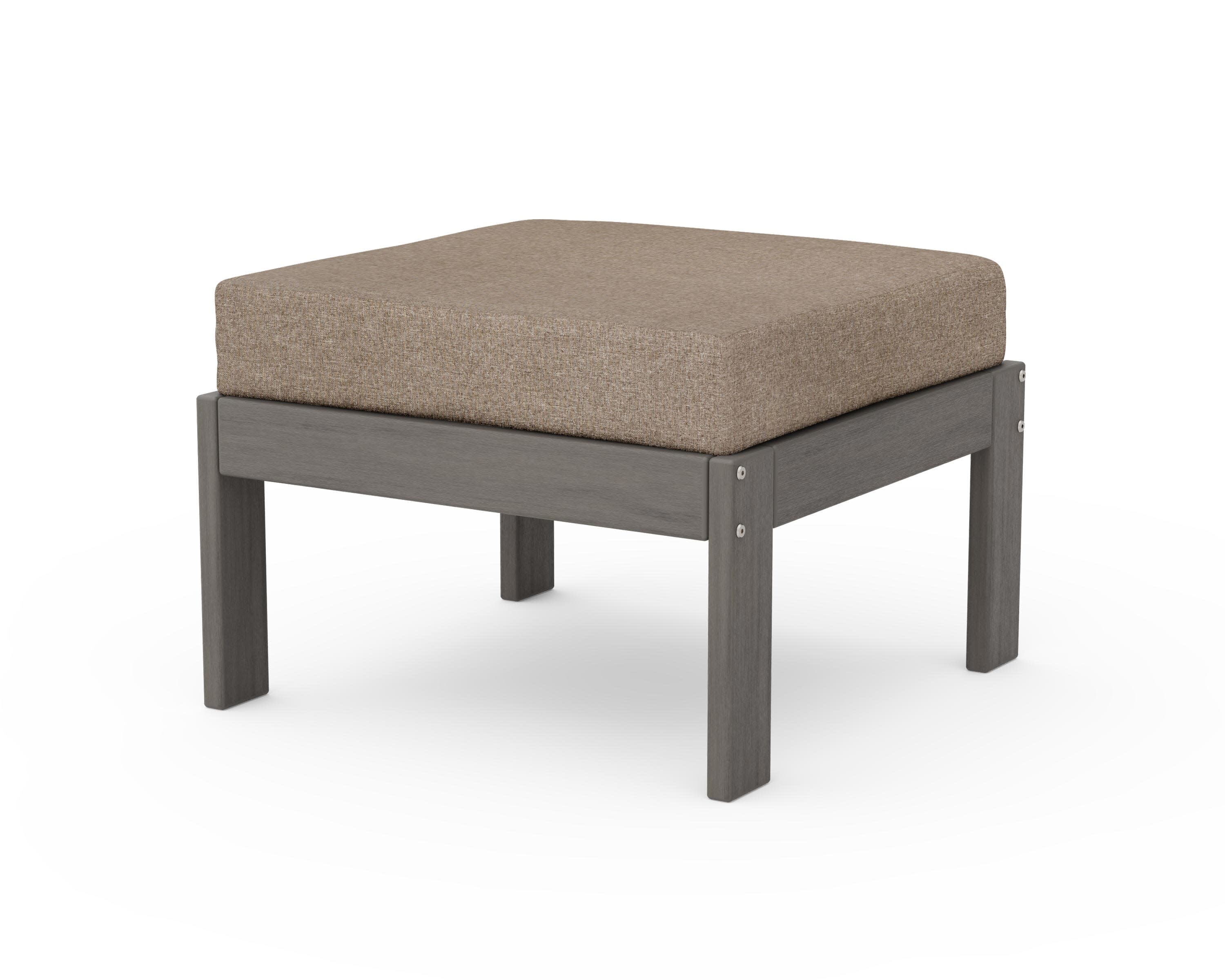 Vineyard Modular Ottoman in Driftwood / Spiced Burlap
