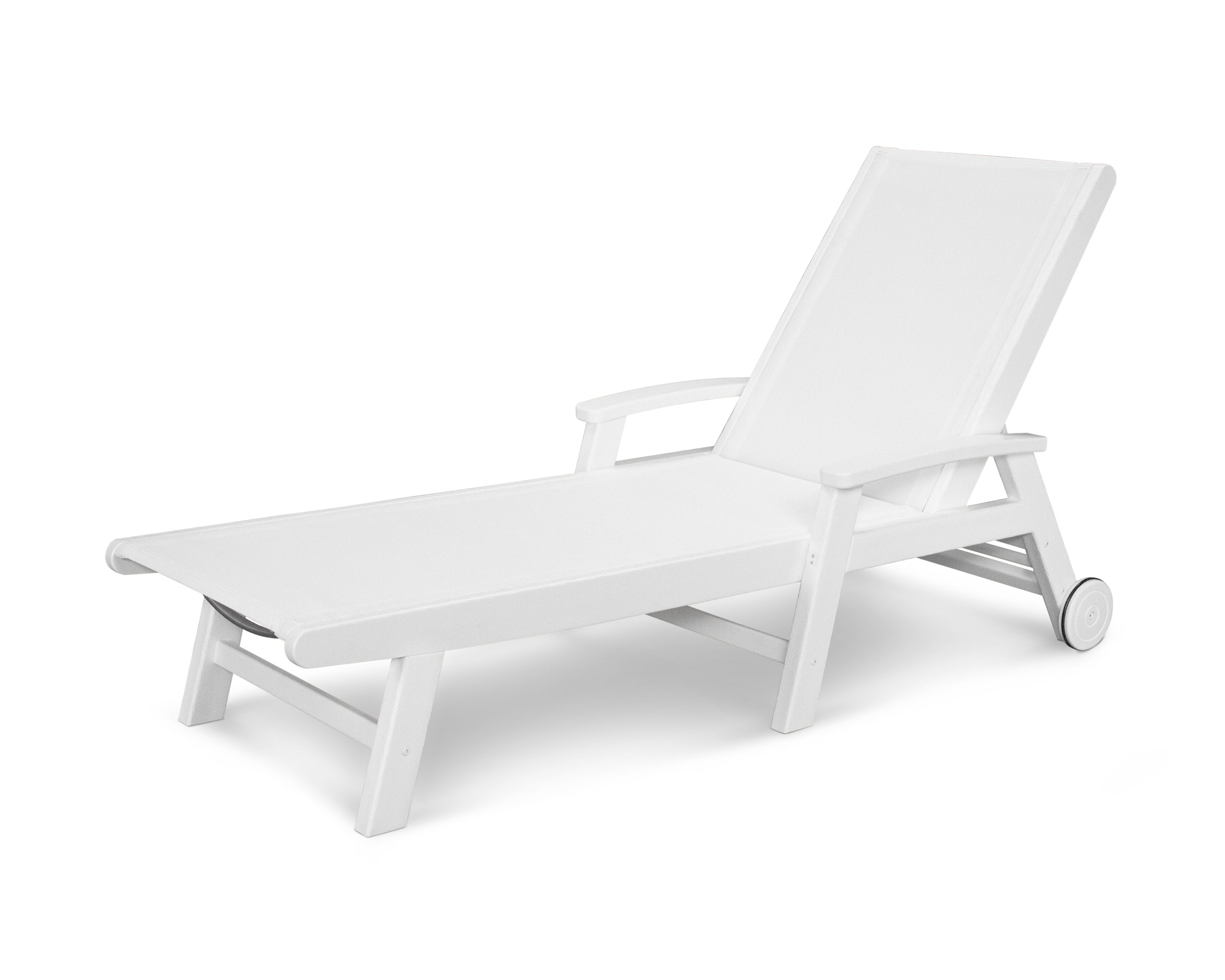 Coastal Chaise with Wheels in White / White Sling