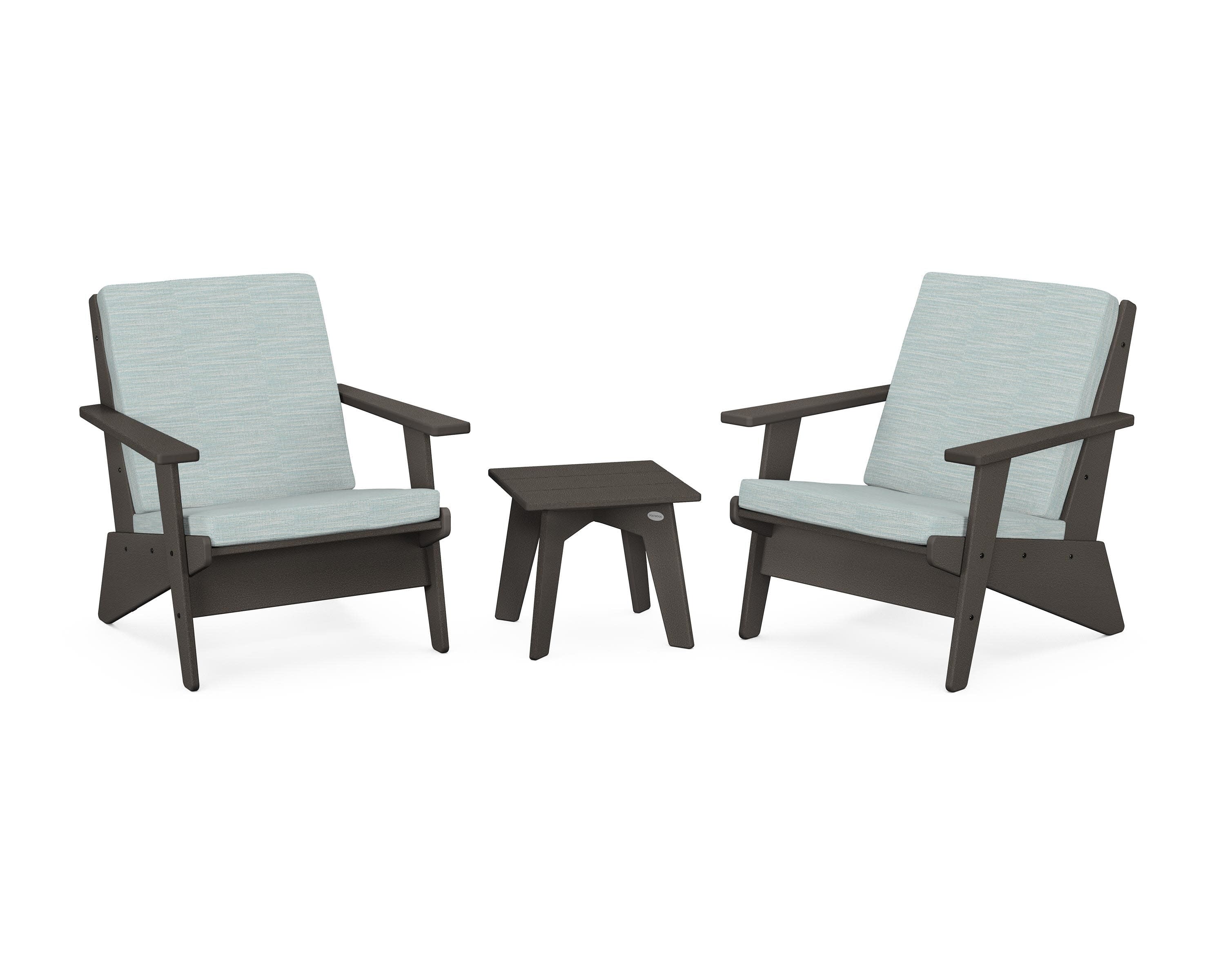Riviera Modern Lounge 3-Piece Set in Vintage Coffee / Soothe Mist