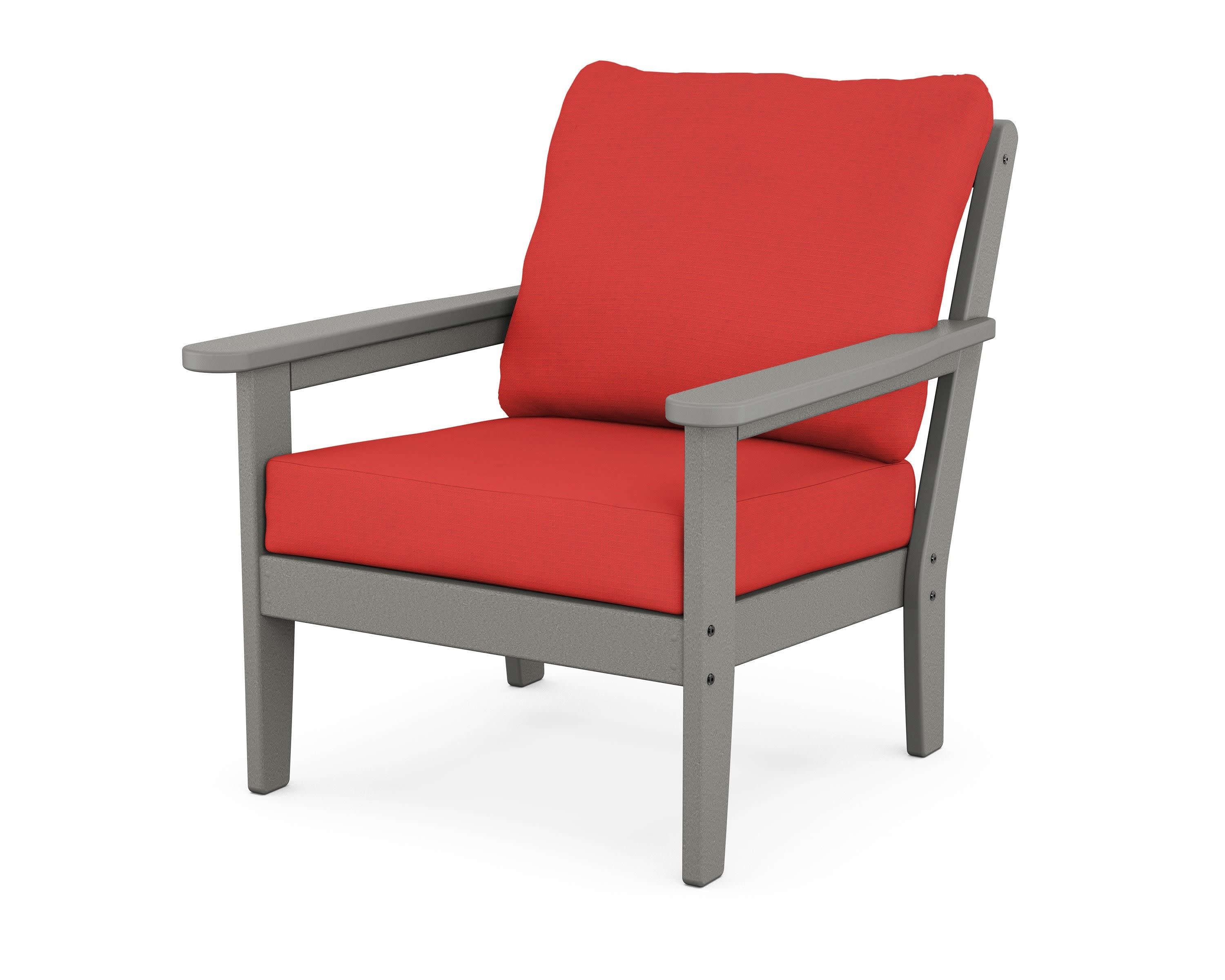 Cottage Deep Seating Chair in Slate Grey / Crimson Linen