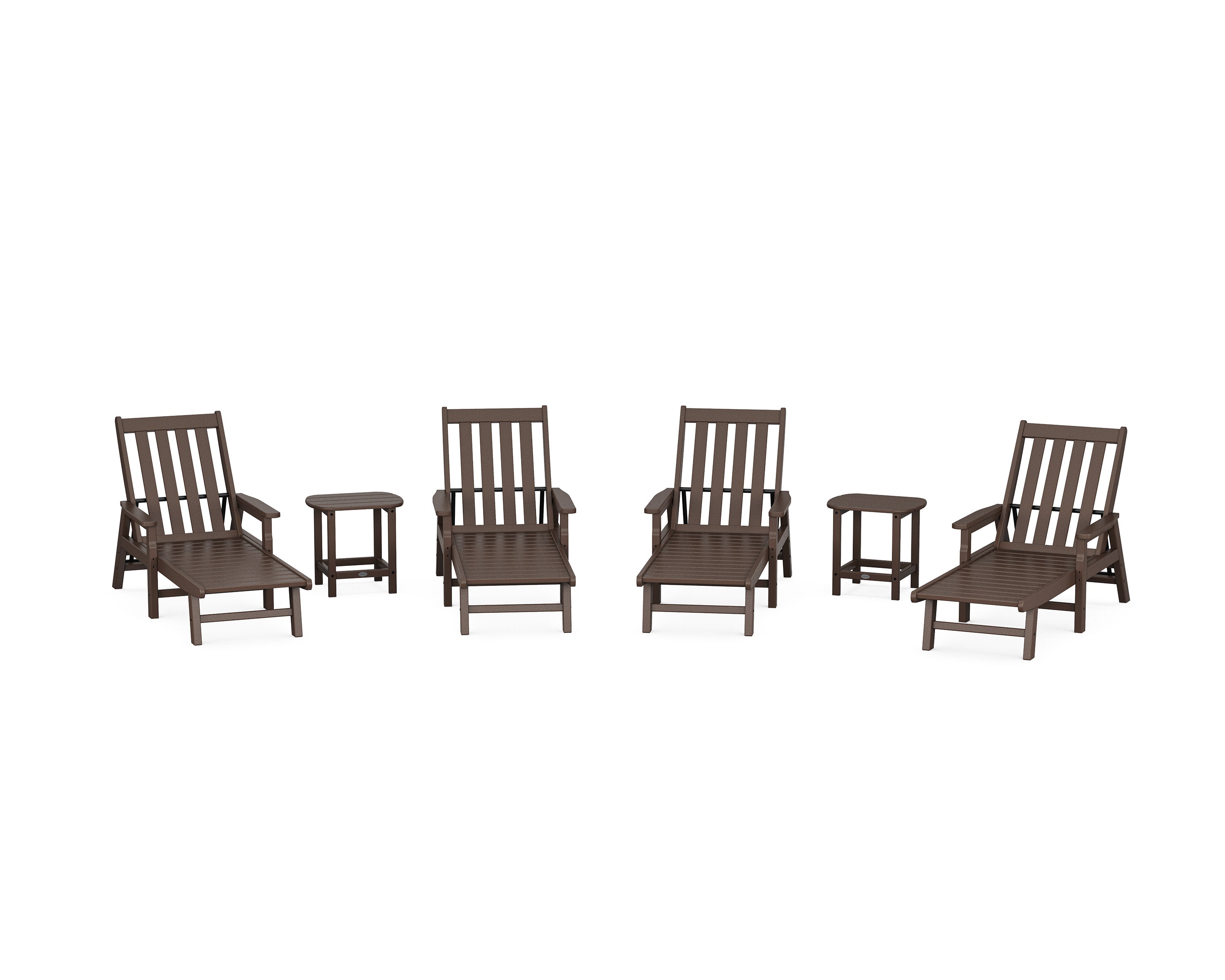 Vineyard 6-Piece Chaise with Arms Set in Mahogany