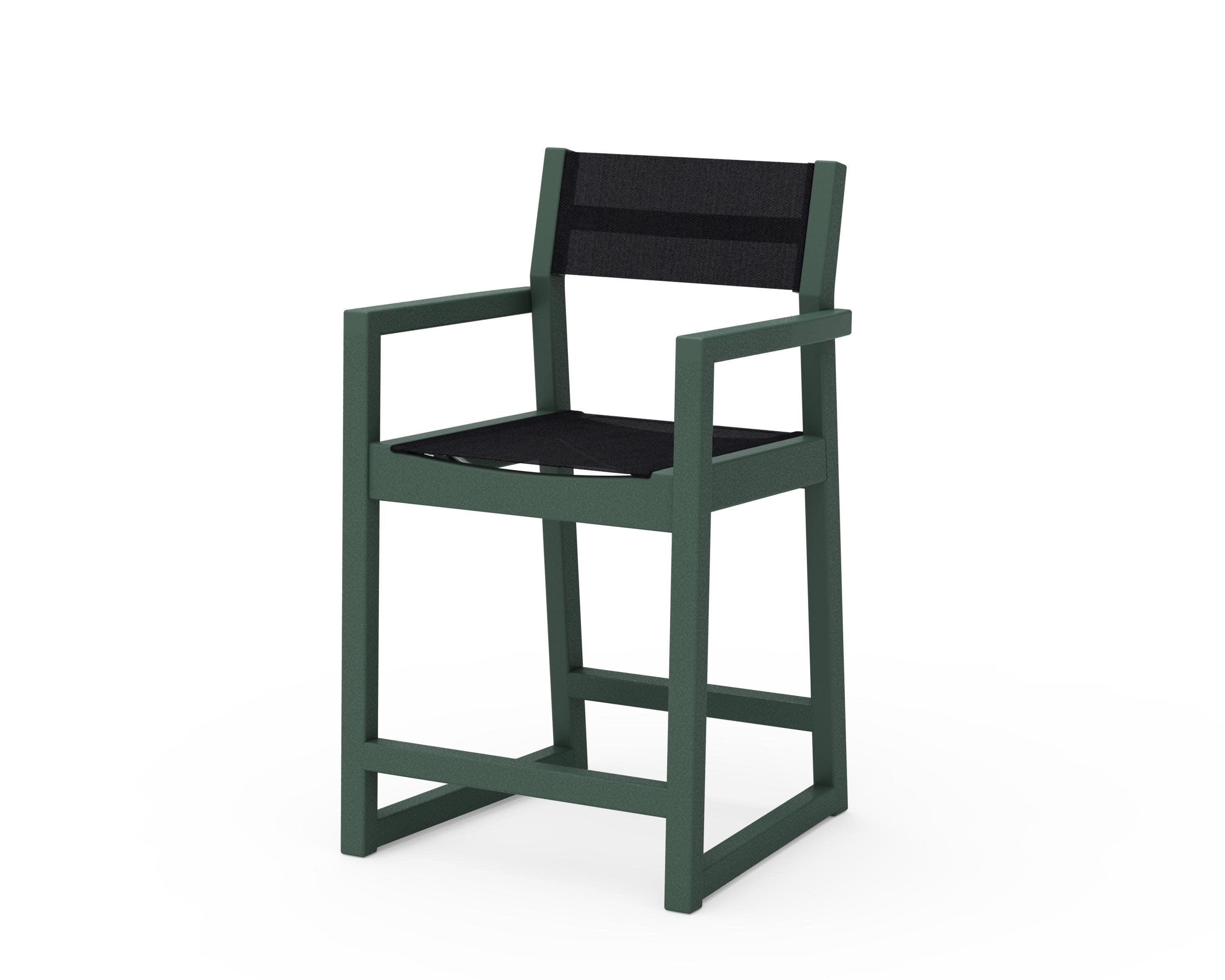 EDGE Sling Counter Arm Chair in Green / Black Sling
