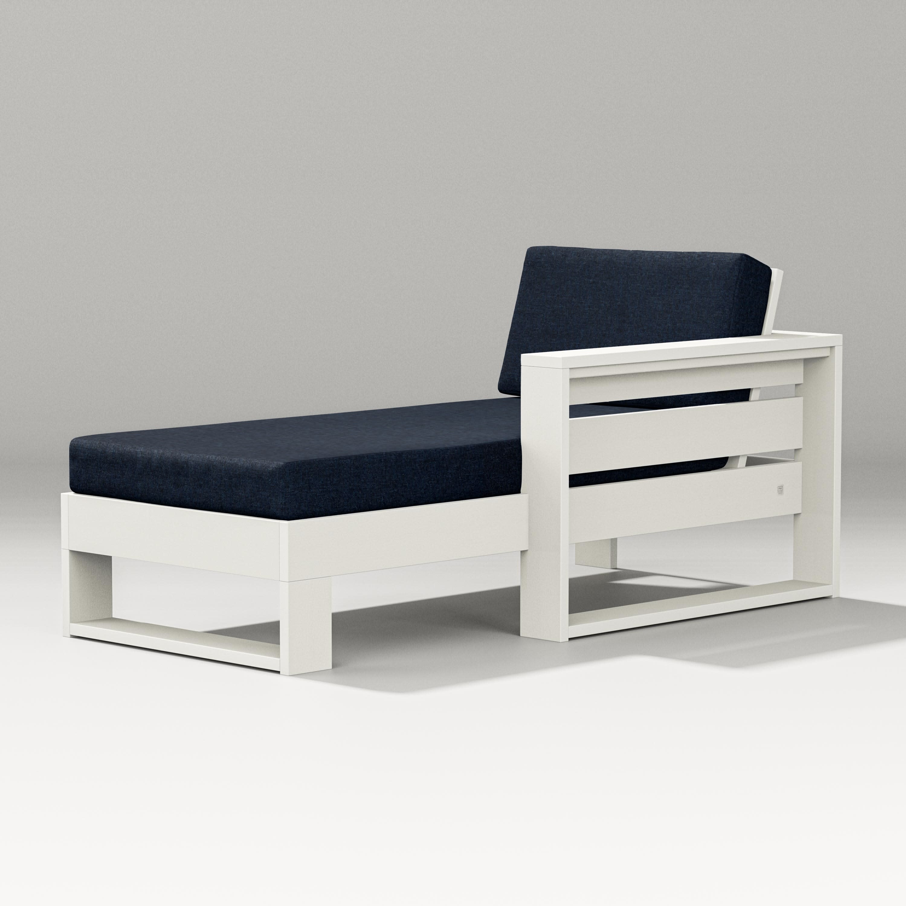 Latitude Modular Right Arm Chaise in Vintage White / Marine Indigo