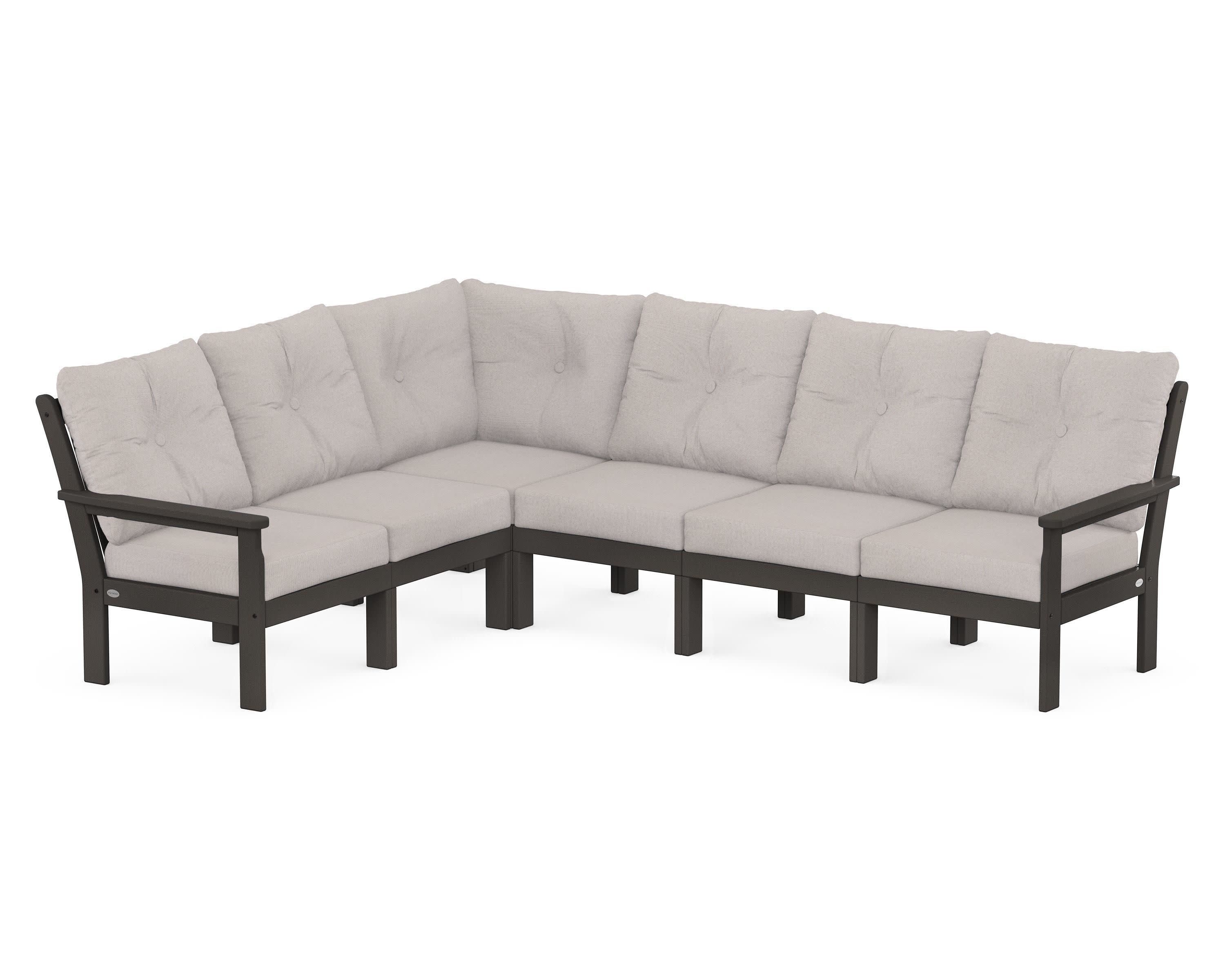 Vineyard 6-Piece Sectional in Vintage Coffee / Dune Burlap