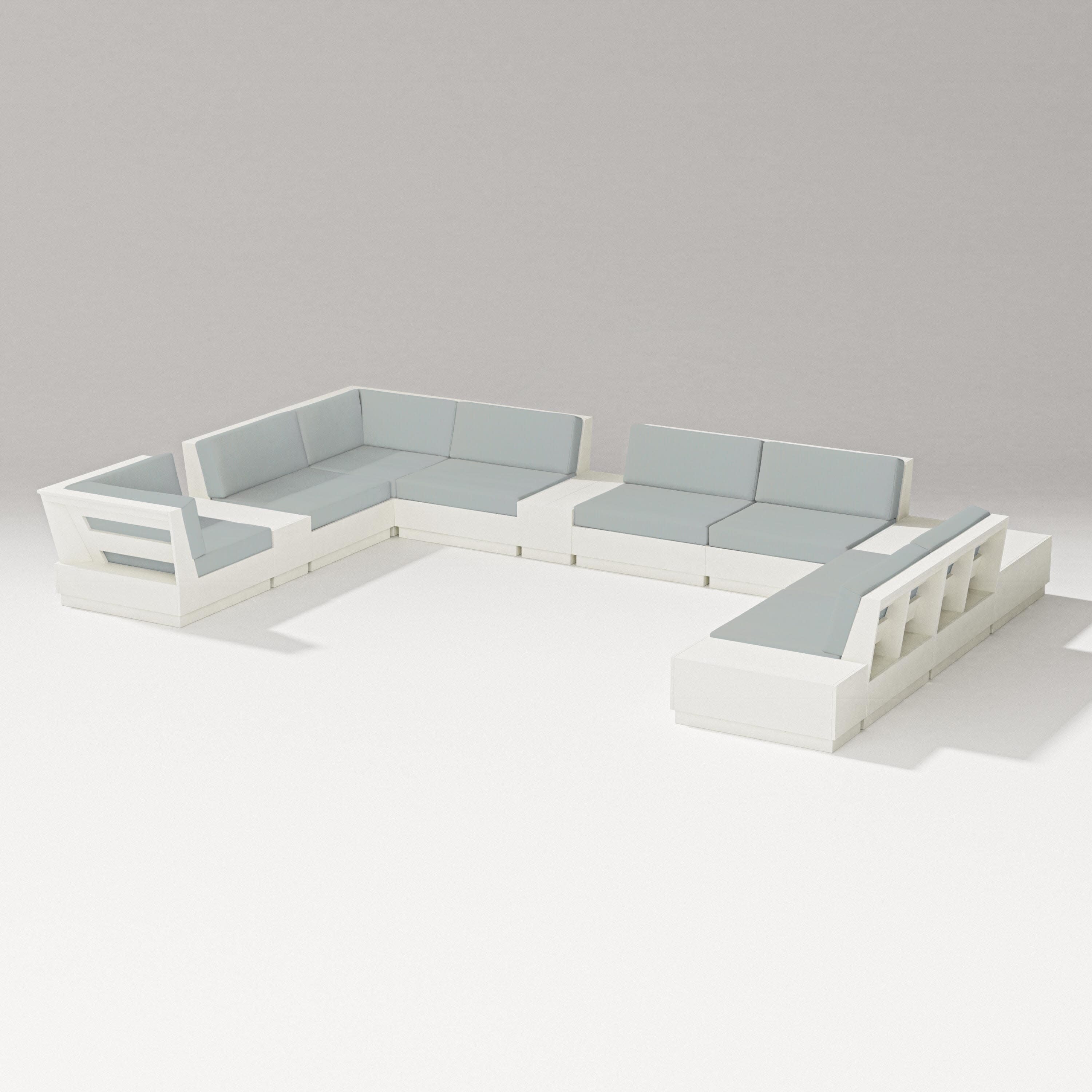 Elevate 12-Piece Conversation Sectional Set in Vintage White / Spa
