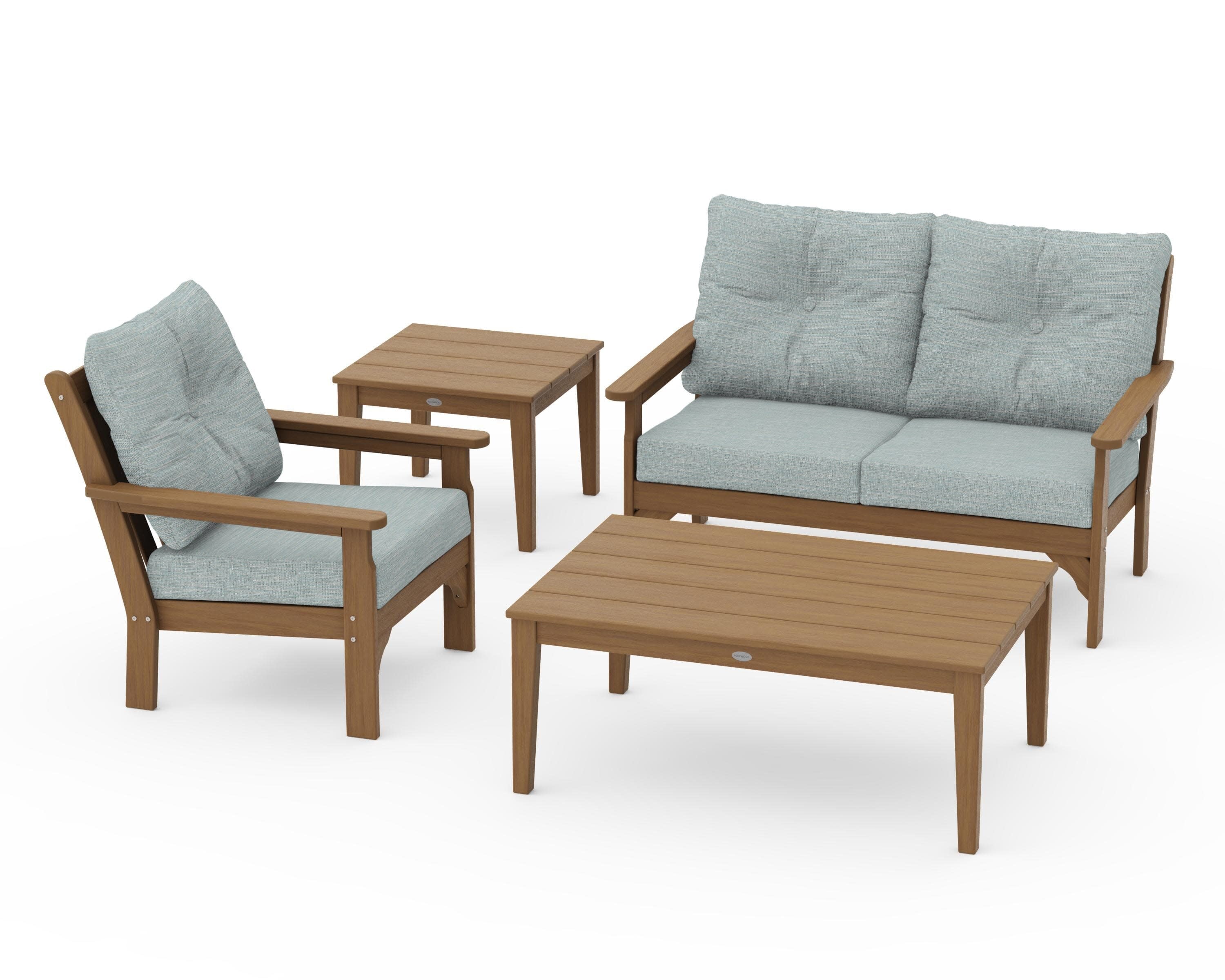 Vineyard 4-Piece Deep Seating Set in Natural / Soothe Mist