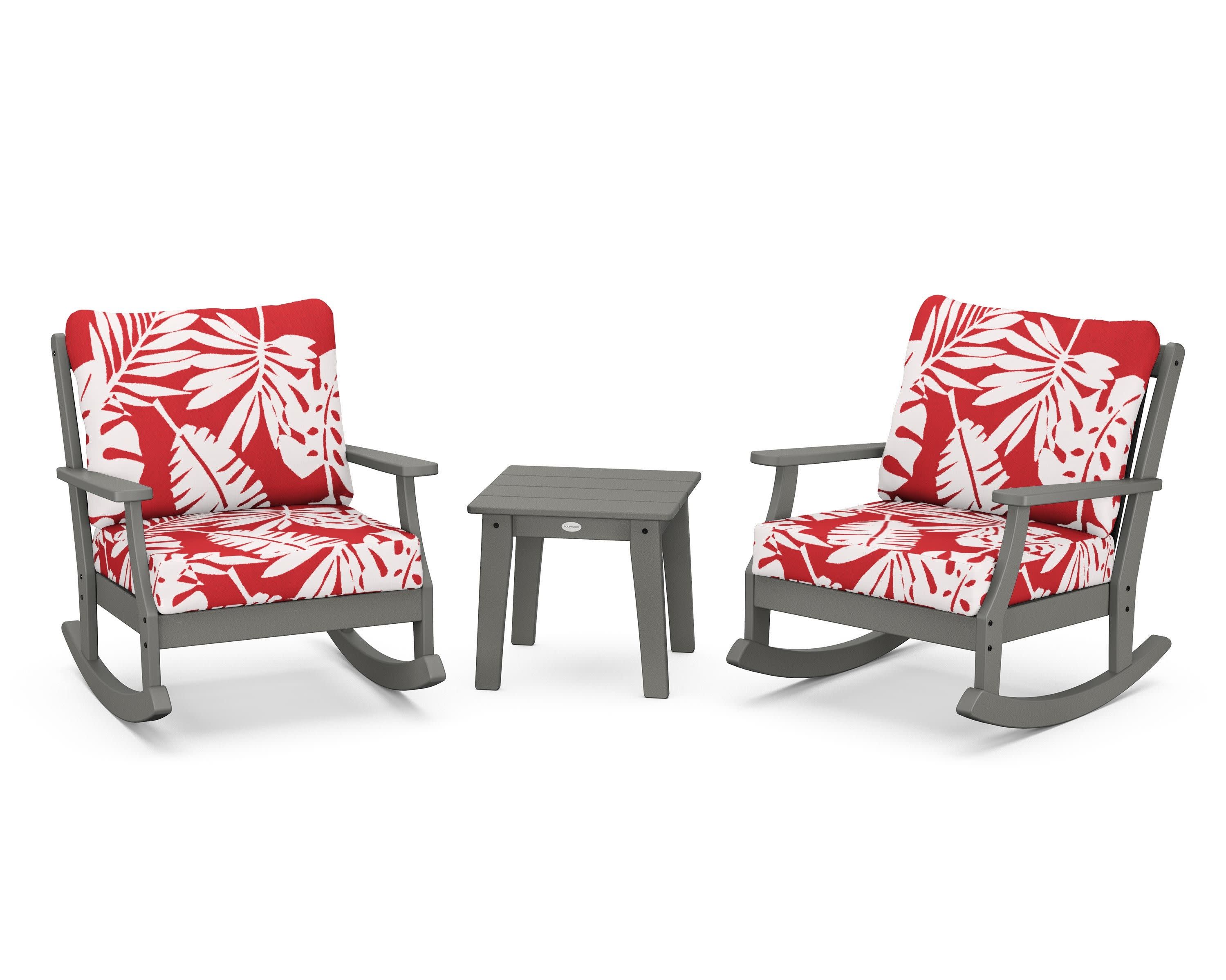 Braxton 3-Piece Deep Seating Rocker Set in Slate Grey / Leaf Crimson