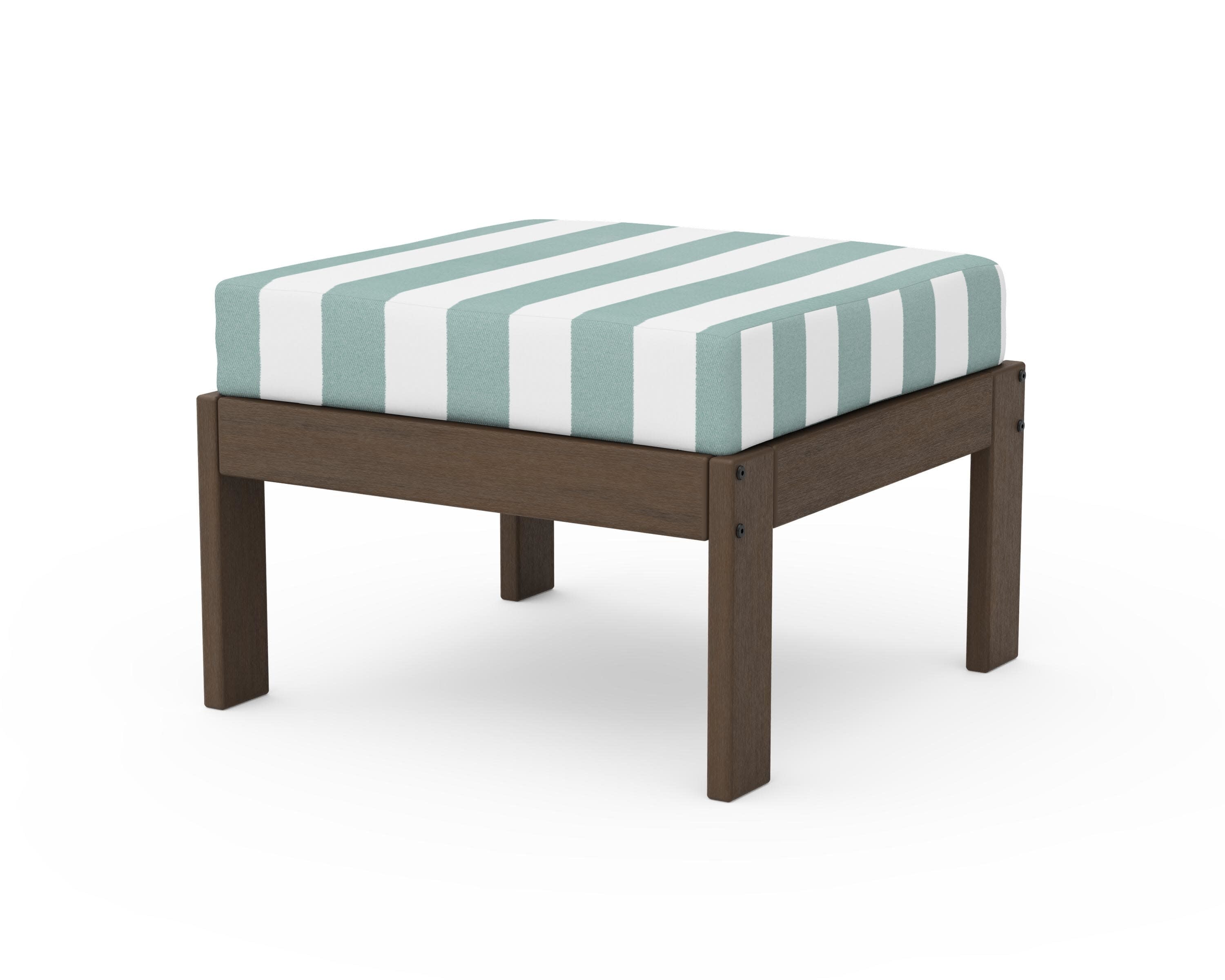 Vineyard Modular Ottoman in Kona / Cabana Stripe Glacier Spa