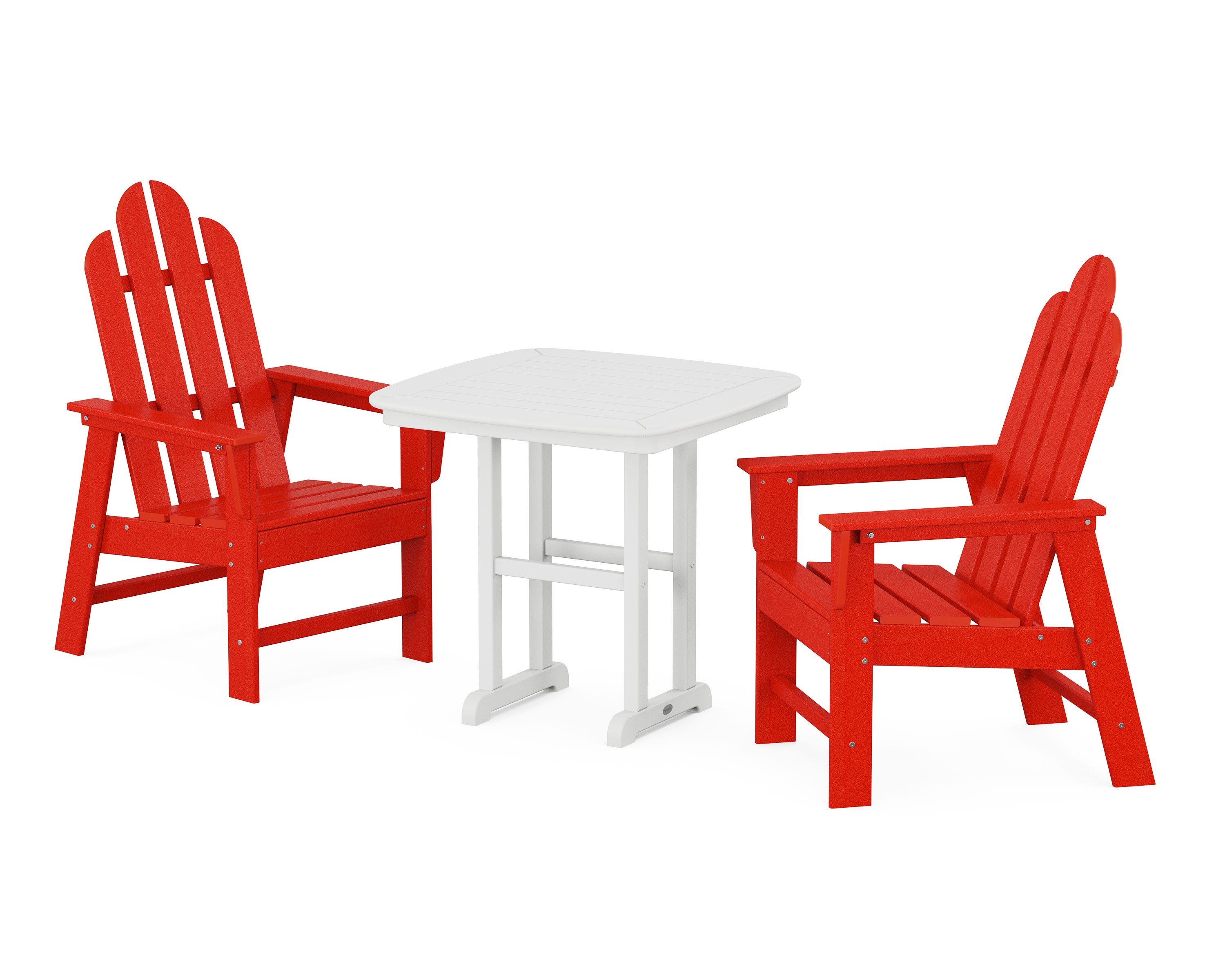 Long Island 3-Piece Dining Set in Sunset Red / White