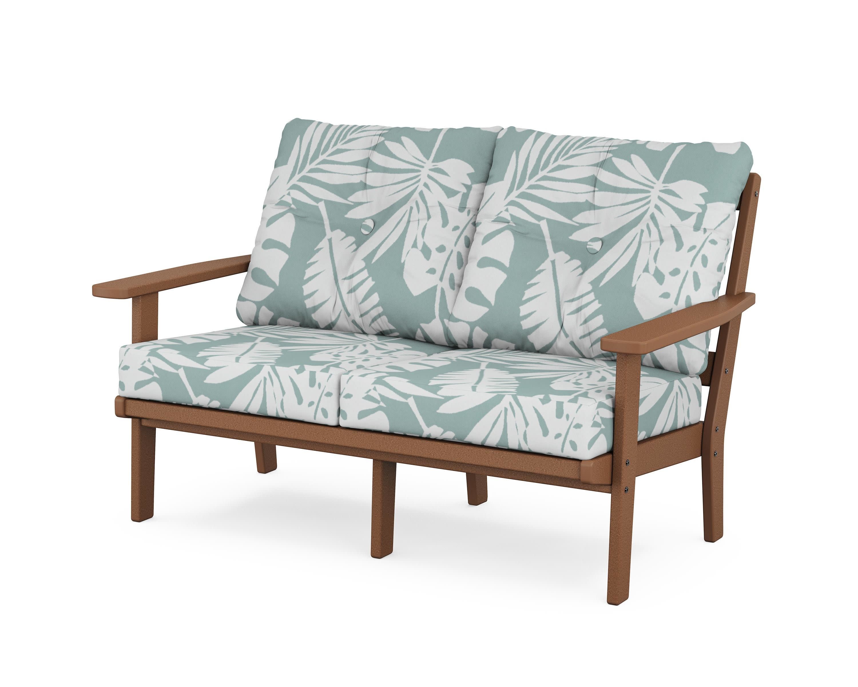 Oxford Deep SeatingLoveseat in Teak / Leaf Glacier Spa