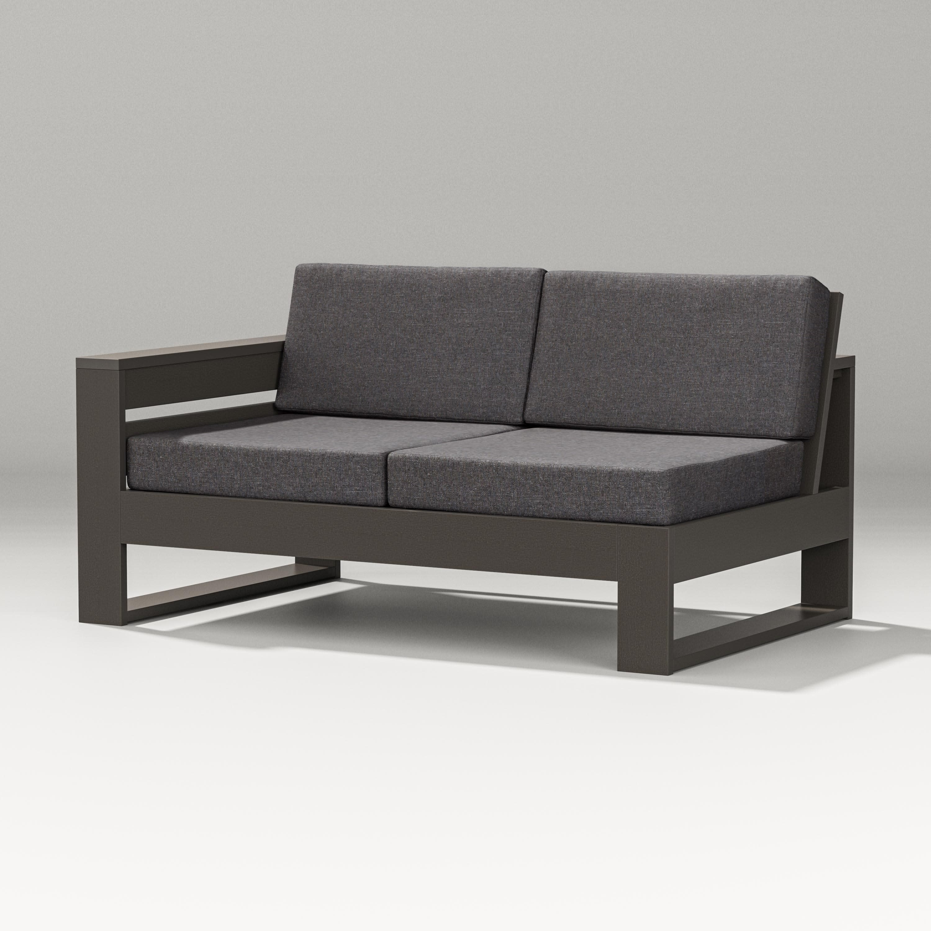 Latitude Modular Left Arm Loveseat in Vintage Coffee / Ash Charcoal