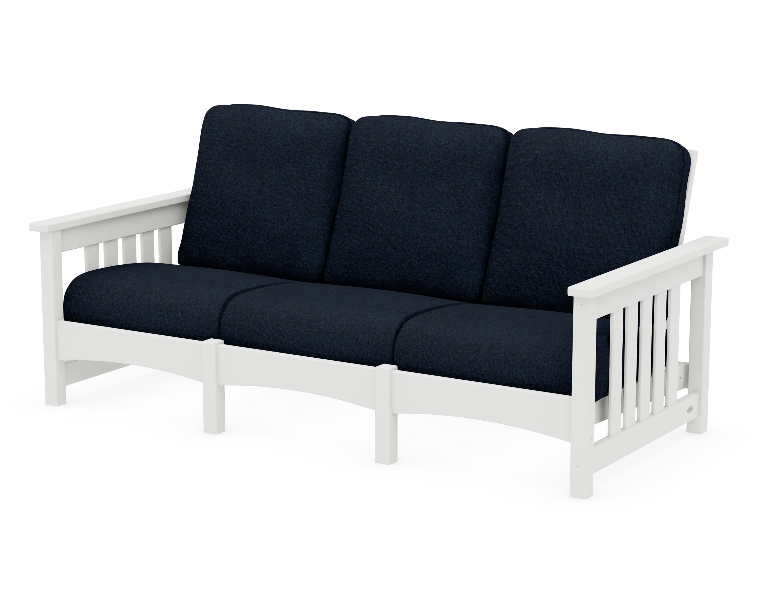 Club Mission Sofa in Vintage White / Marine Indigo