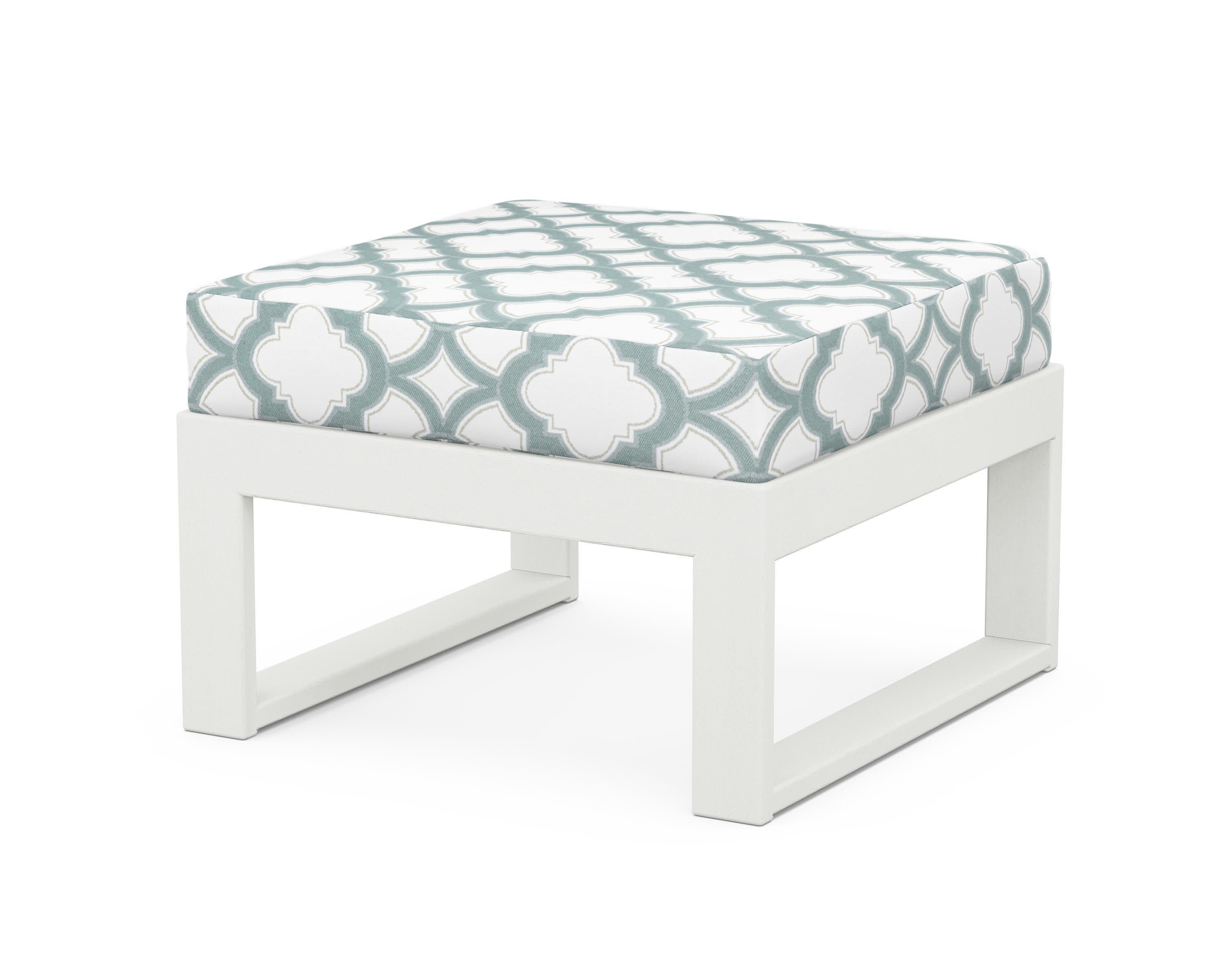 Modular Ottoman - Modern in Vintage White / Trellis Glacier Spa
