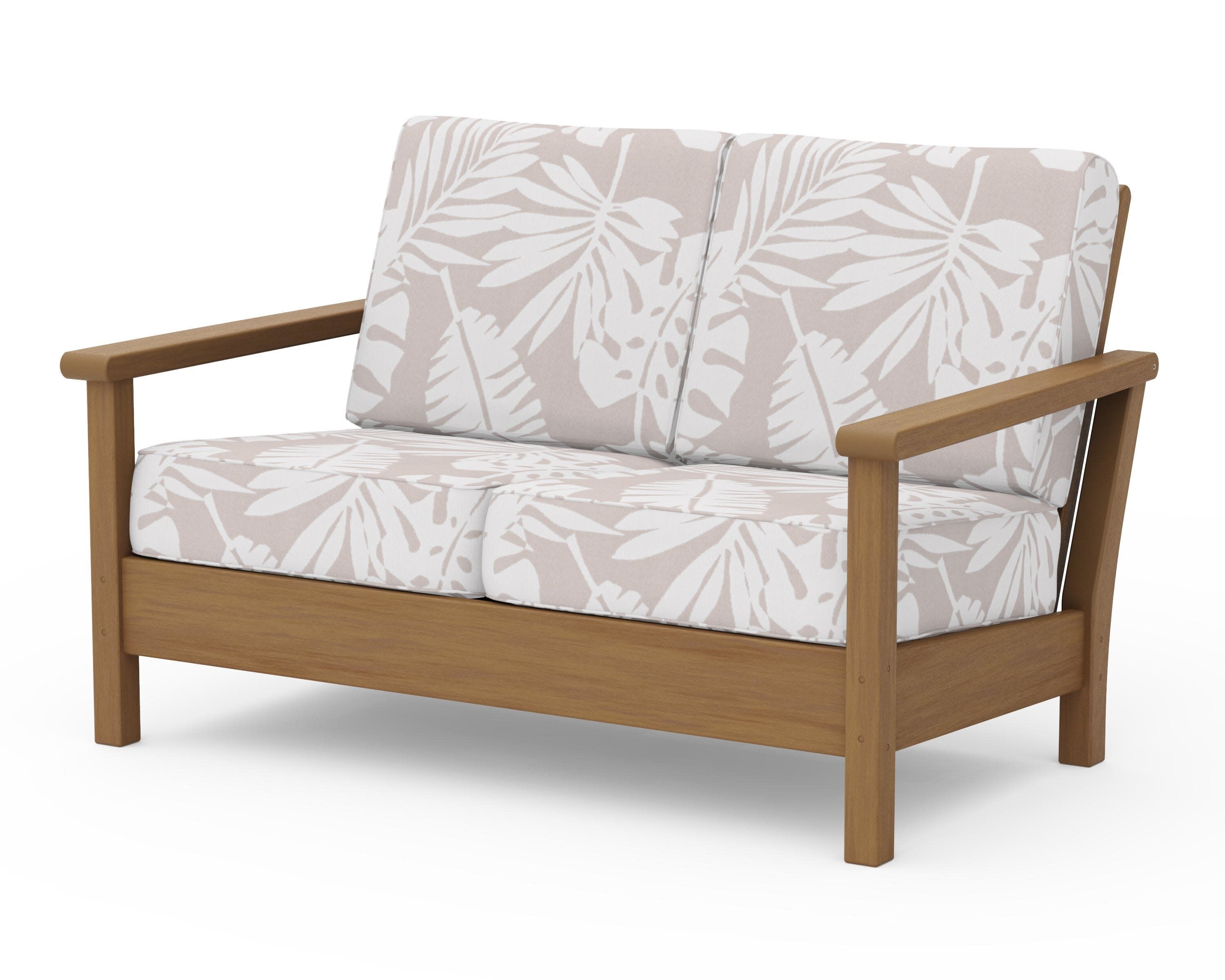 Harbour Deep Seating Loveseat in Natural / Leaf Dune Burlap