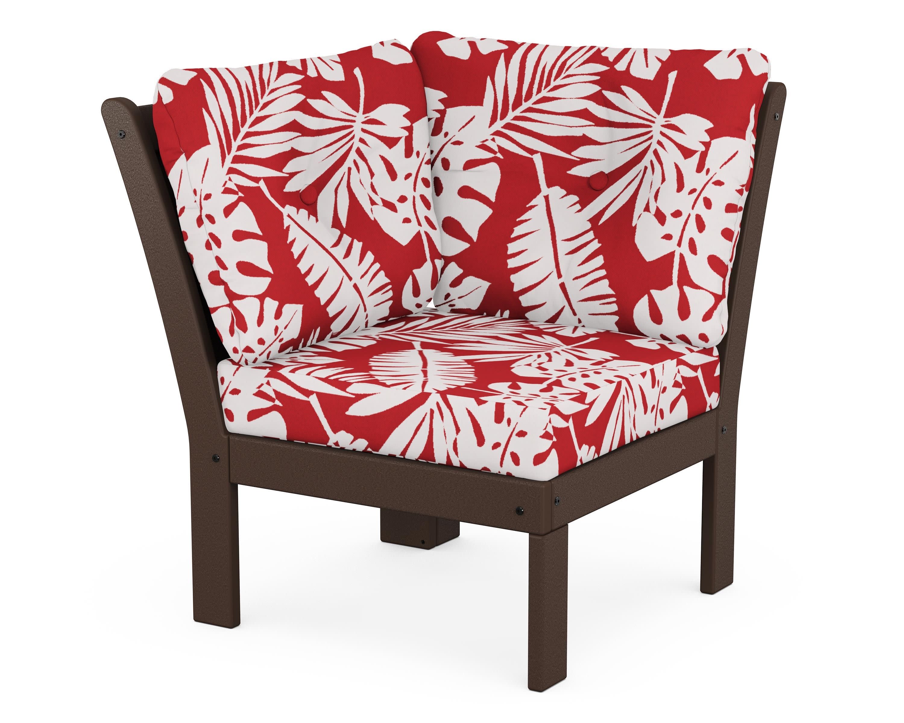 Vineyard Modular Corner Chair in Mahogany / Leaf Crimson