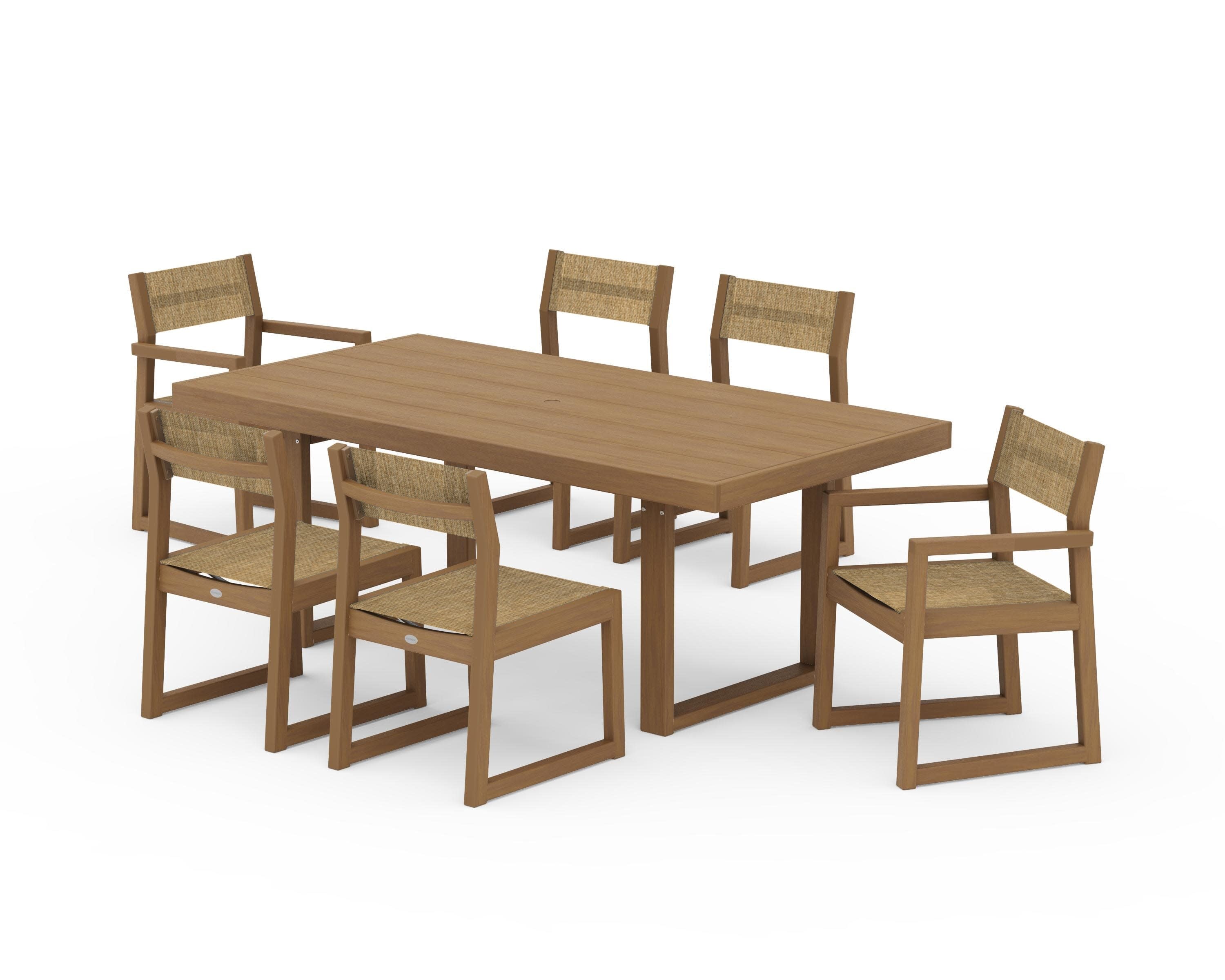 EDGE Sling 7-Piece Dining Set in Natural / Burlap Sling