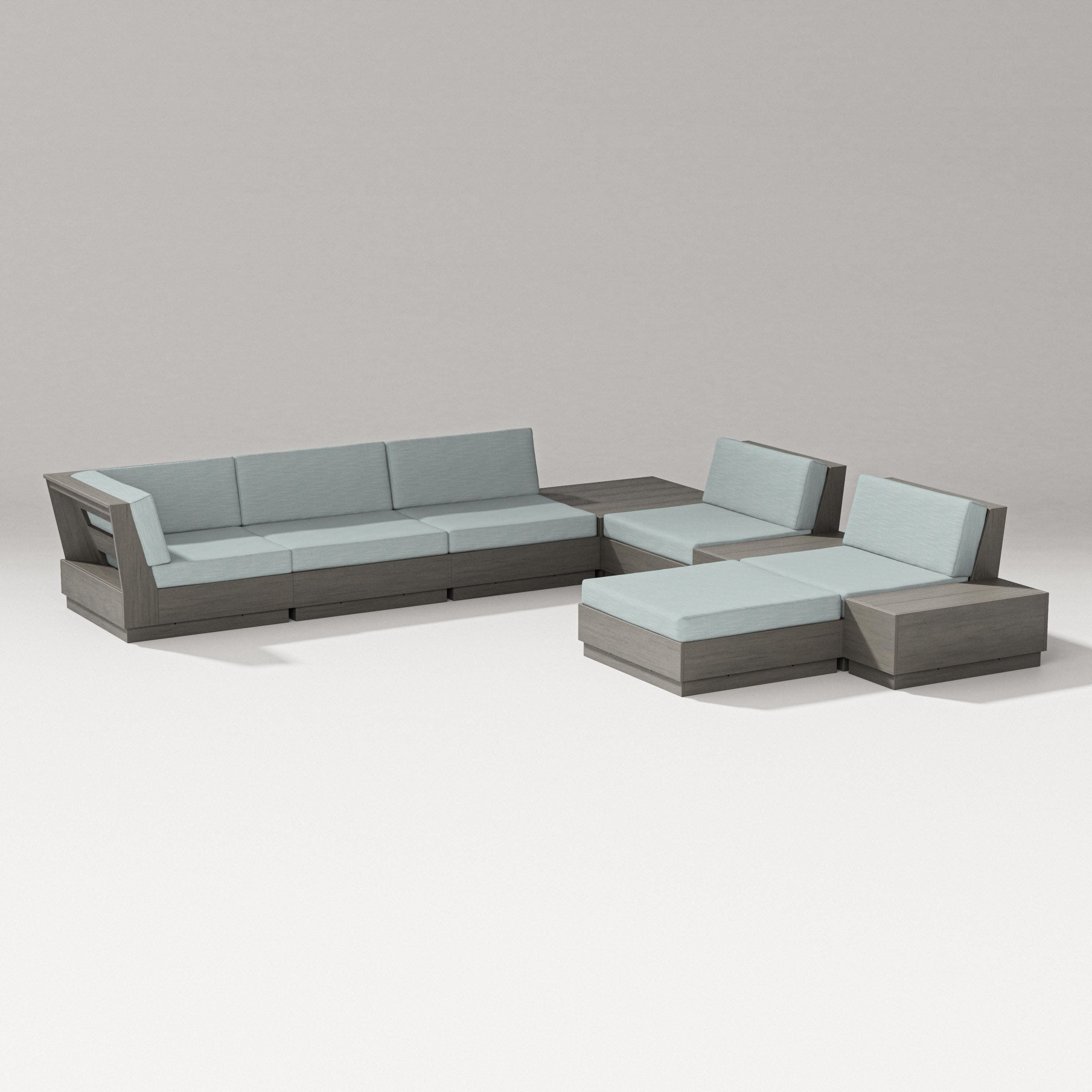 Elevate 9-Piece Conversation Sectional in Driftwood / Soothe Mist