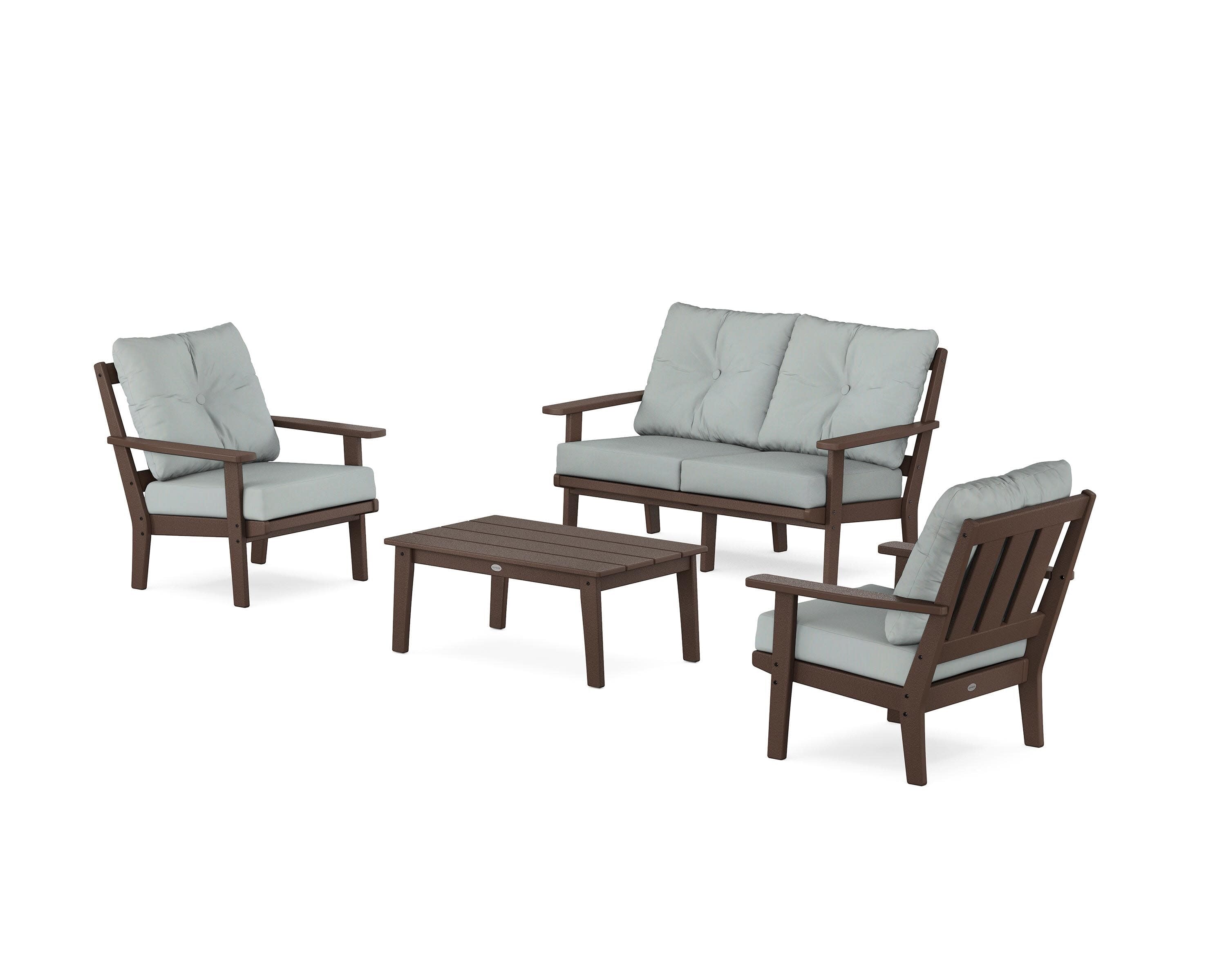 Oxford 4-Piece Deep Seating Set with Loveseat in Mahogany / Spa