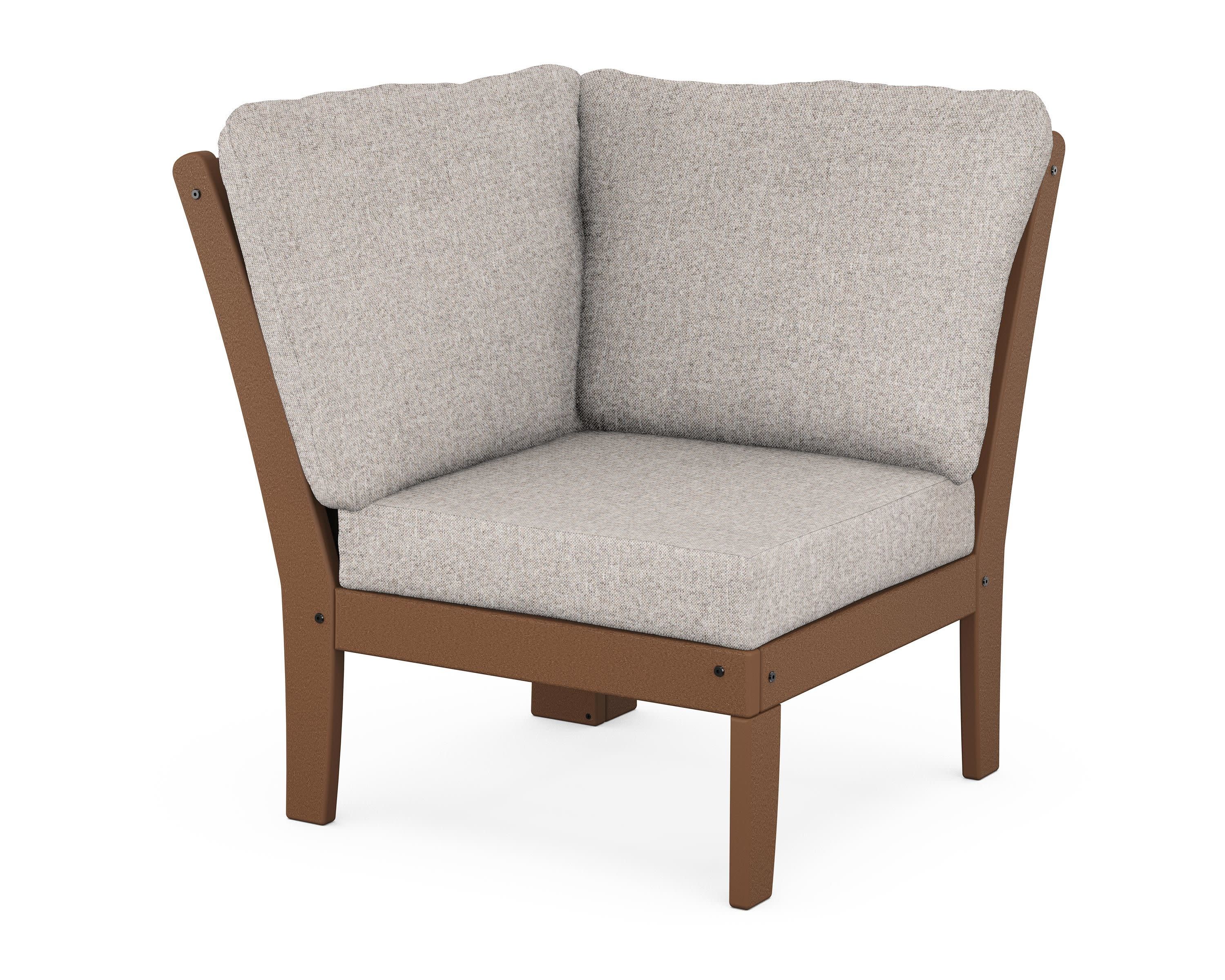 Braxton Modular Corner Chair in Teak / Weathered Tweed