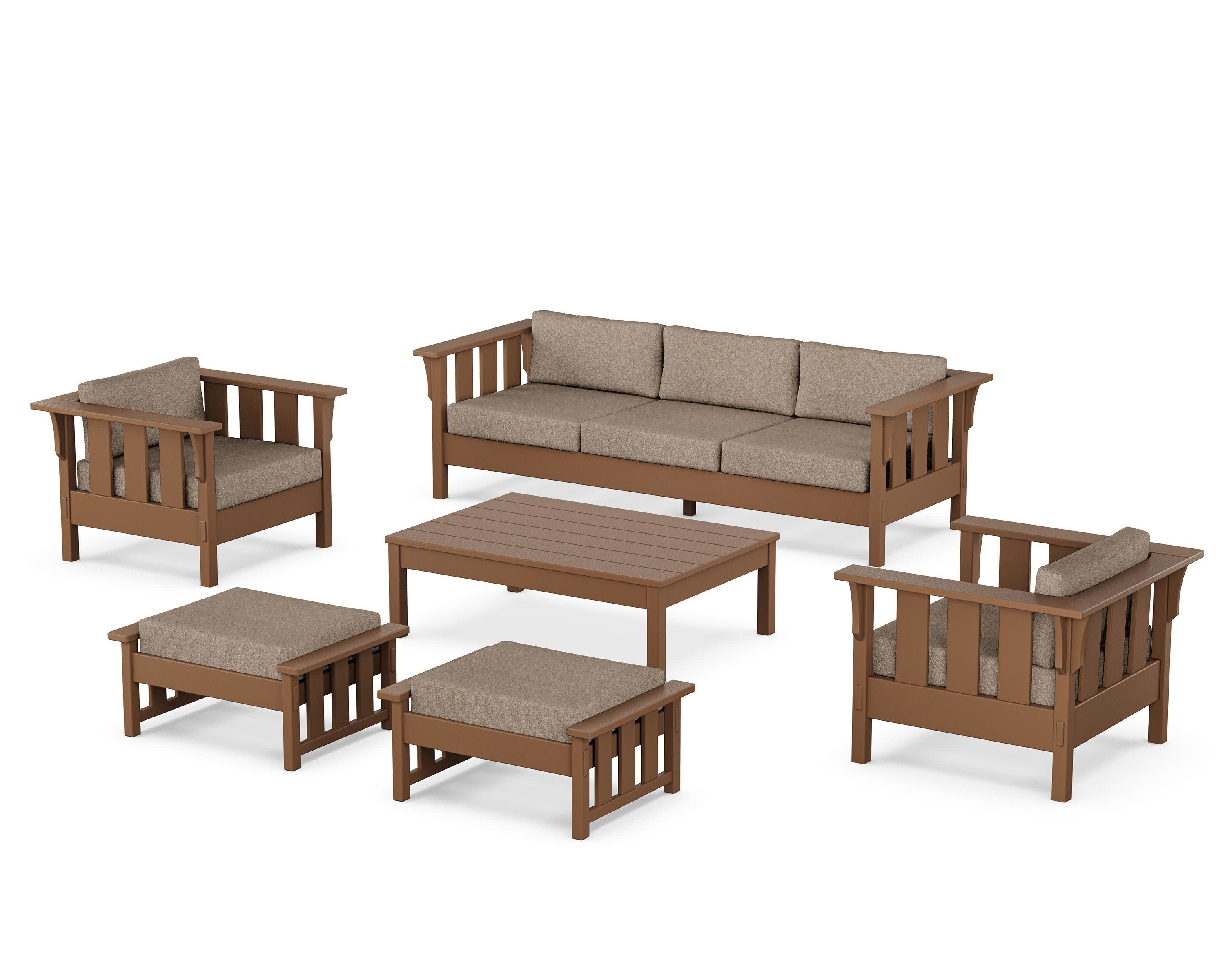 Acadia 6-Piece Lounge Sofa Set in Teak / Spiced Burlap