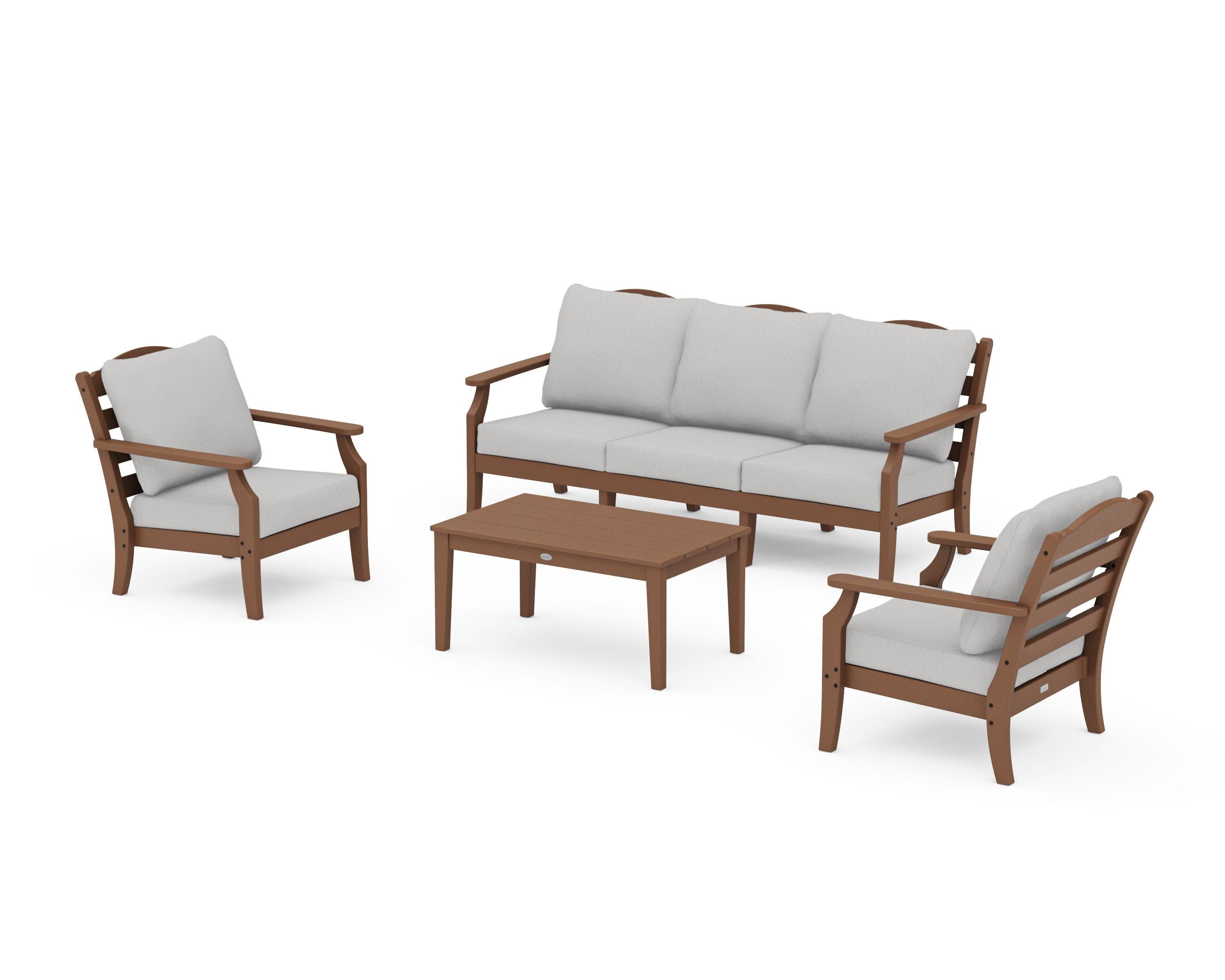 Savannah 4-Piece Deep Seating Set with Sofa in Teak / Diamond in the Rough