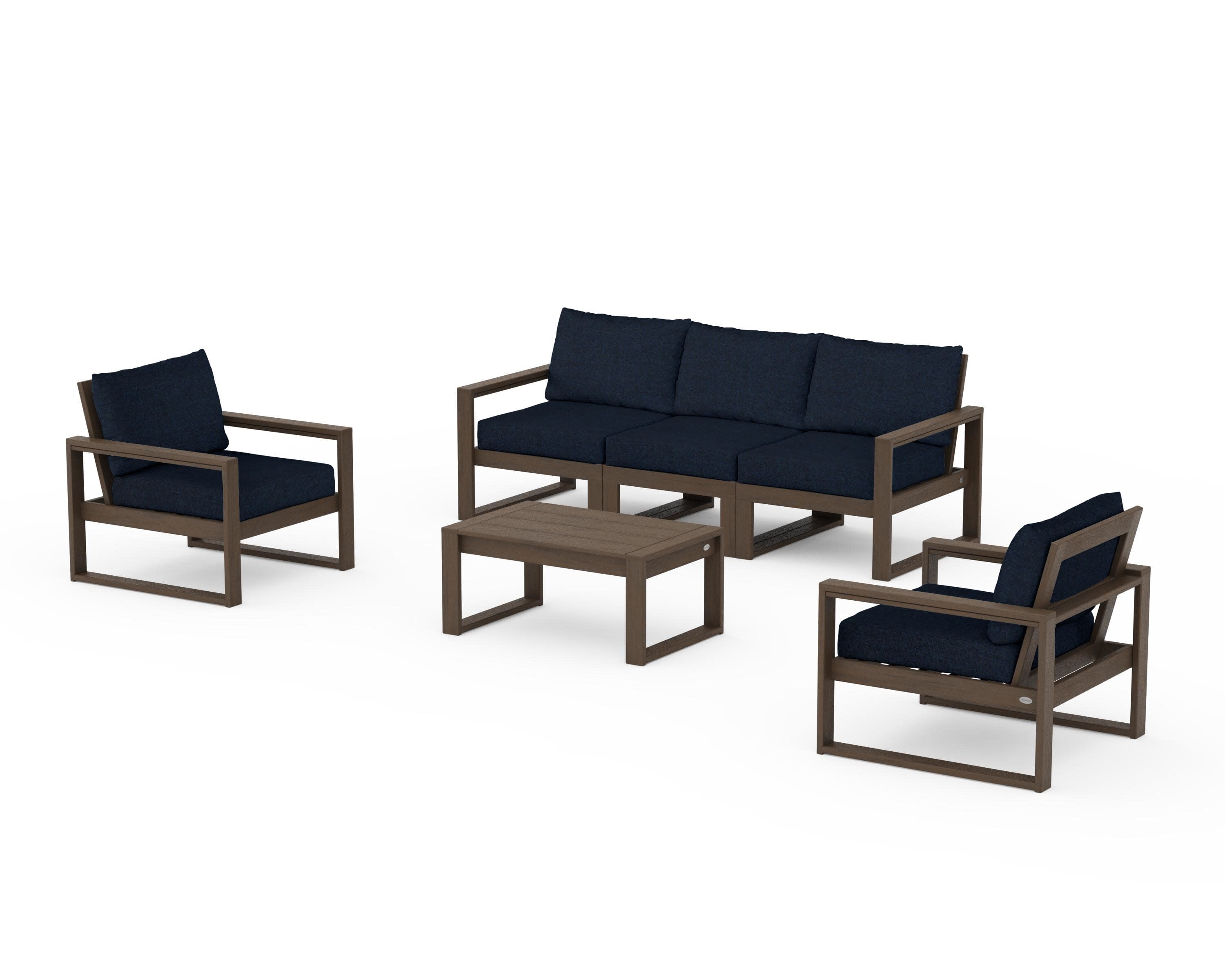 EDGE Sectional 4-Piece Deep Seating Set with Sofa in Kona / Marine Indigo