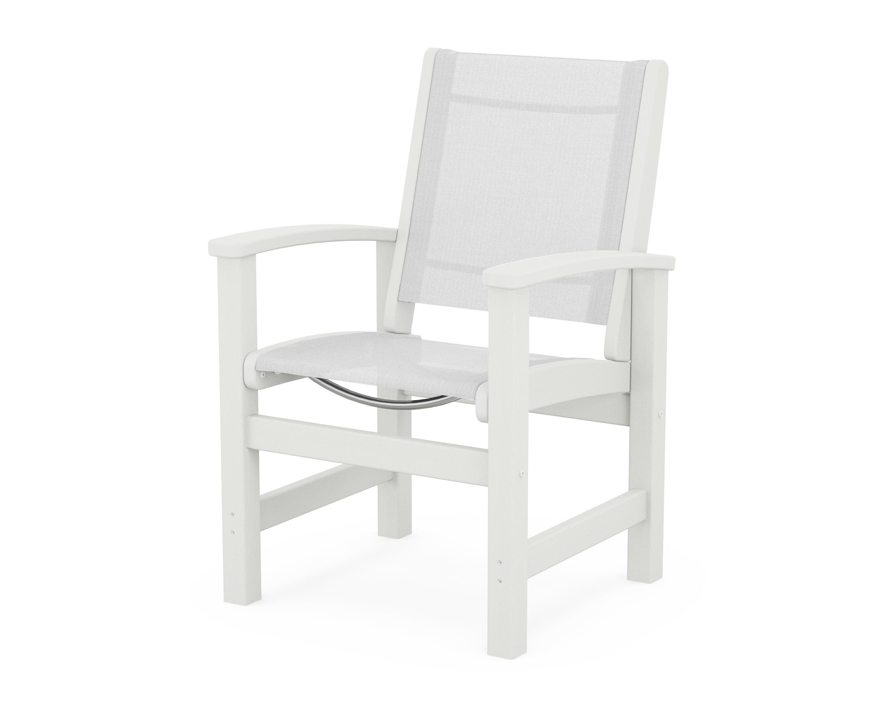 Coastal Dining Chair in Vintage White / White Sling