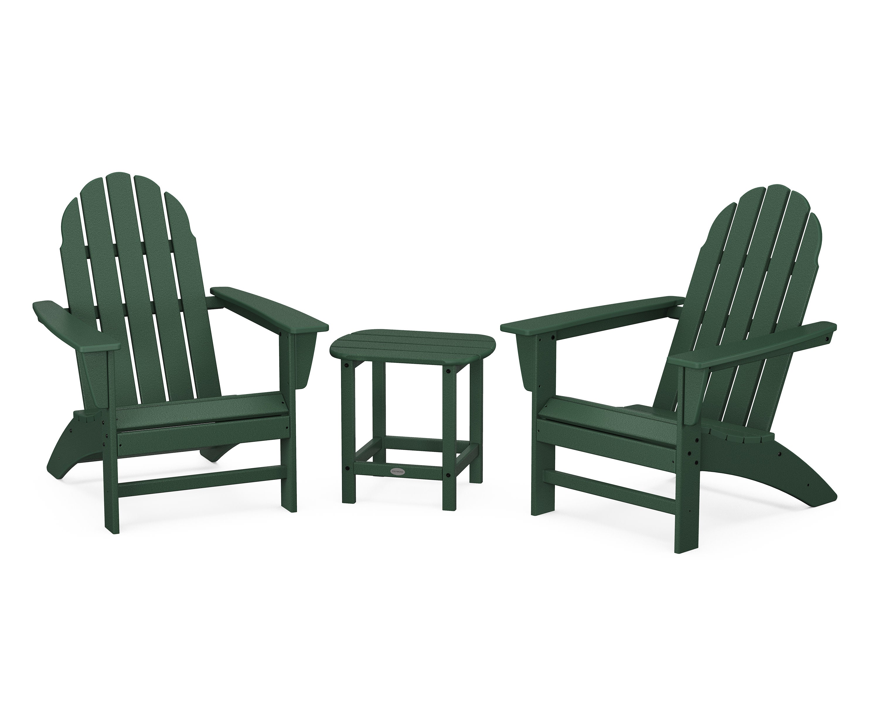 Vineyard 3-Piece Adirondack Set with South Beach 18" Side Table in Green