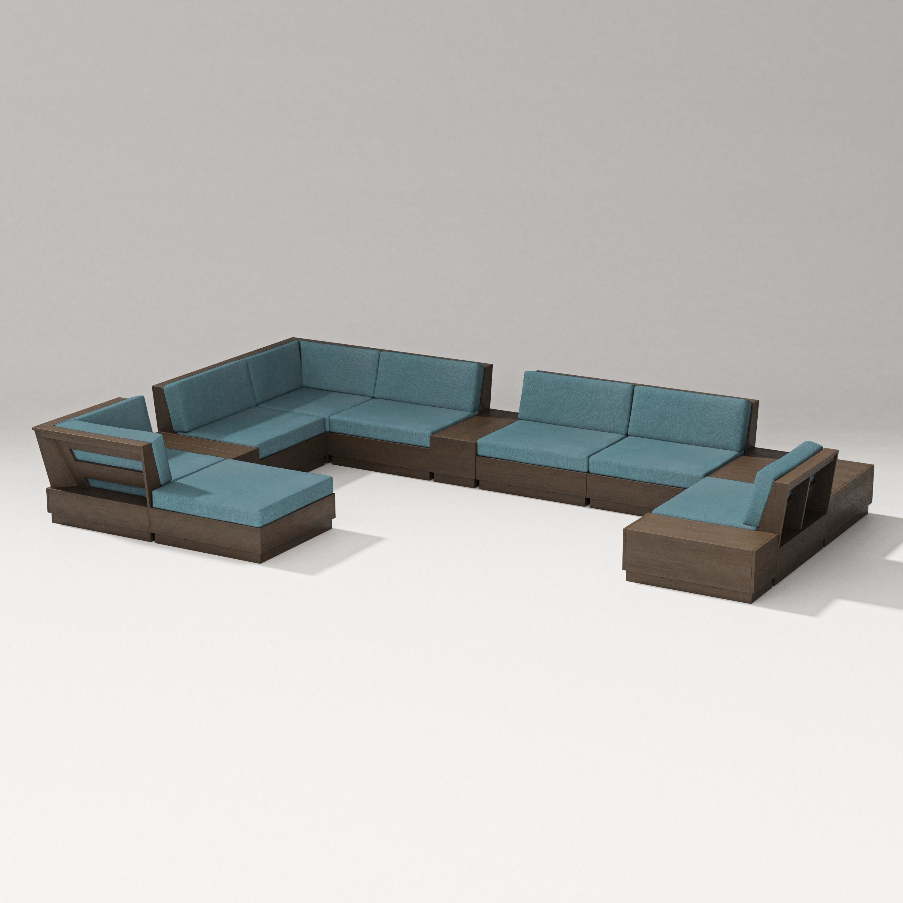 Elevate 12-Piece Conversation Sectional Set in Kona / Ocean Teal