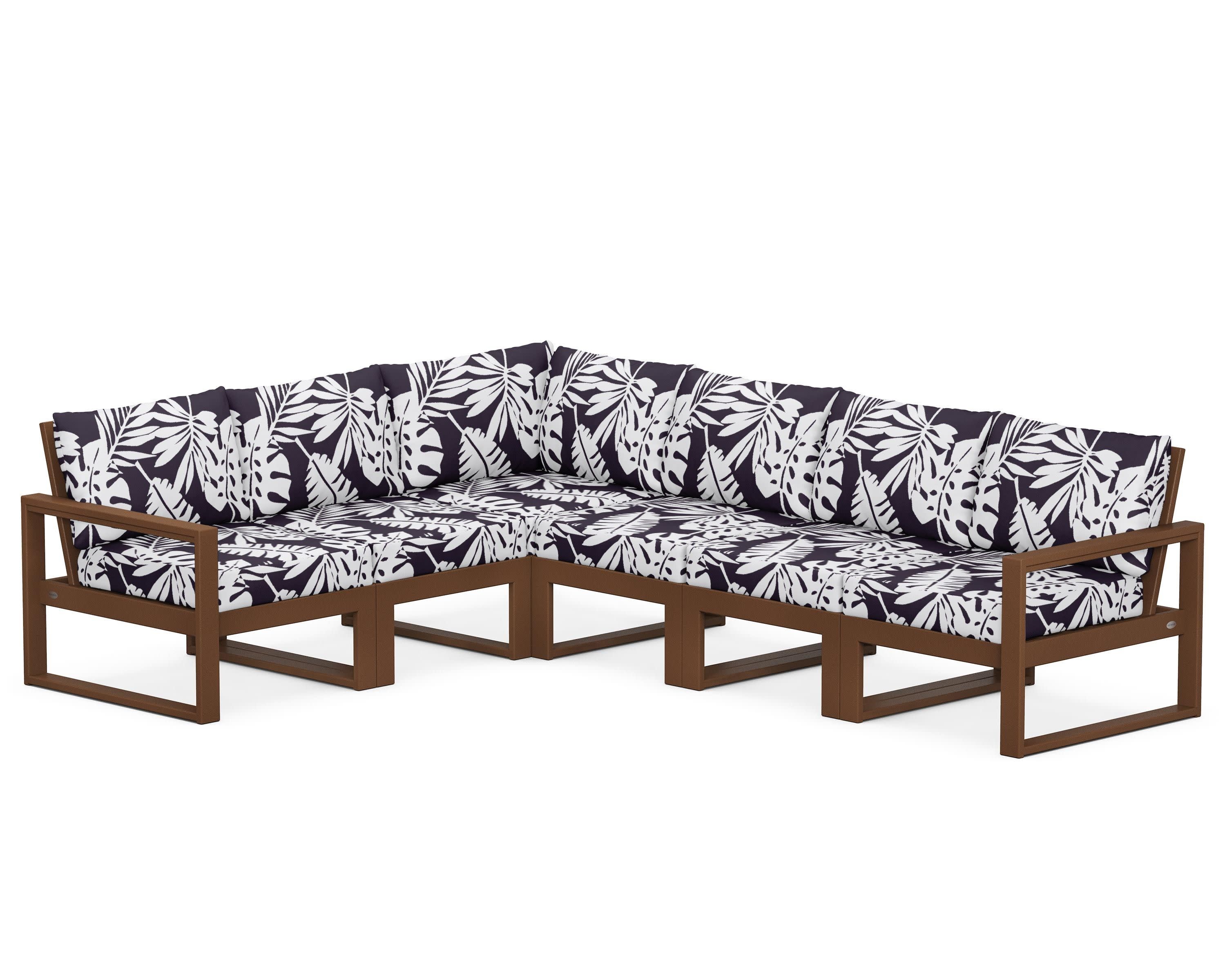 EDGE 6-Piece Modular Deep Seating Set in Teak / Leaf Navy