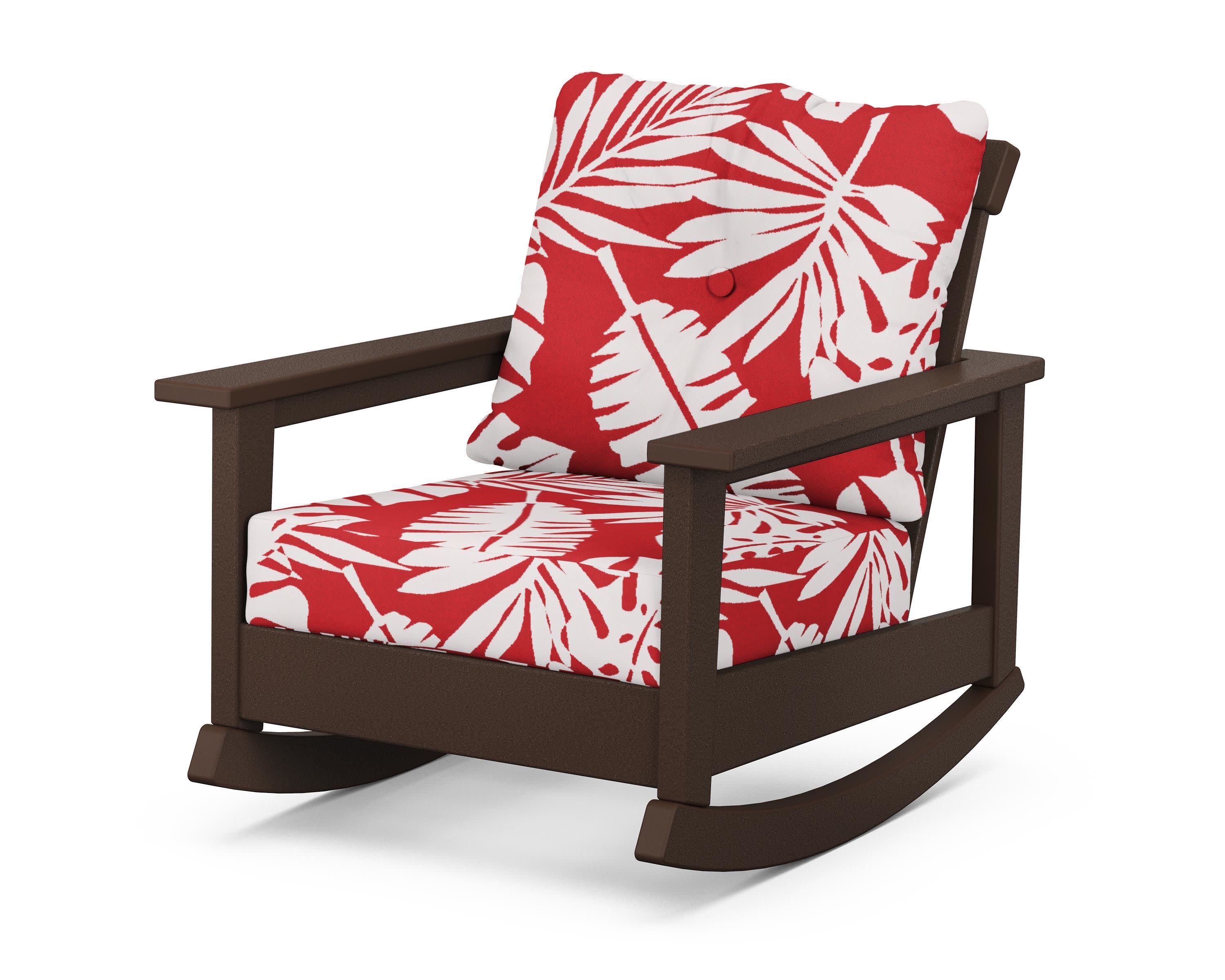 Prescott Deep Seating Rocking Chair in Mahogany / Leaf Crimson