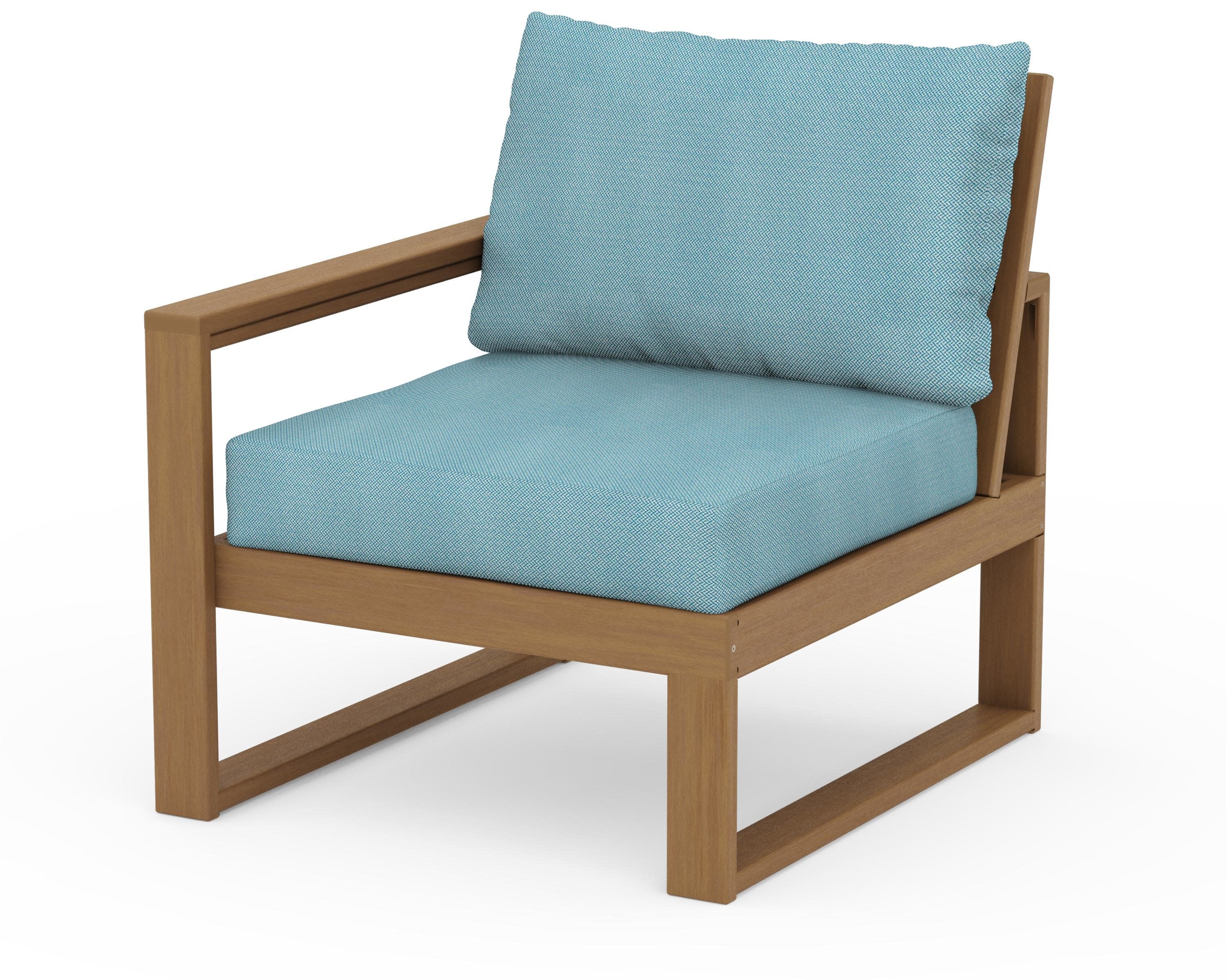 EDGE Modular Left Arm Chair in Natural / Lattice Sky Blue