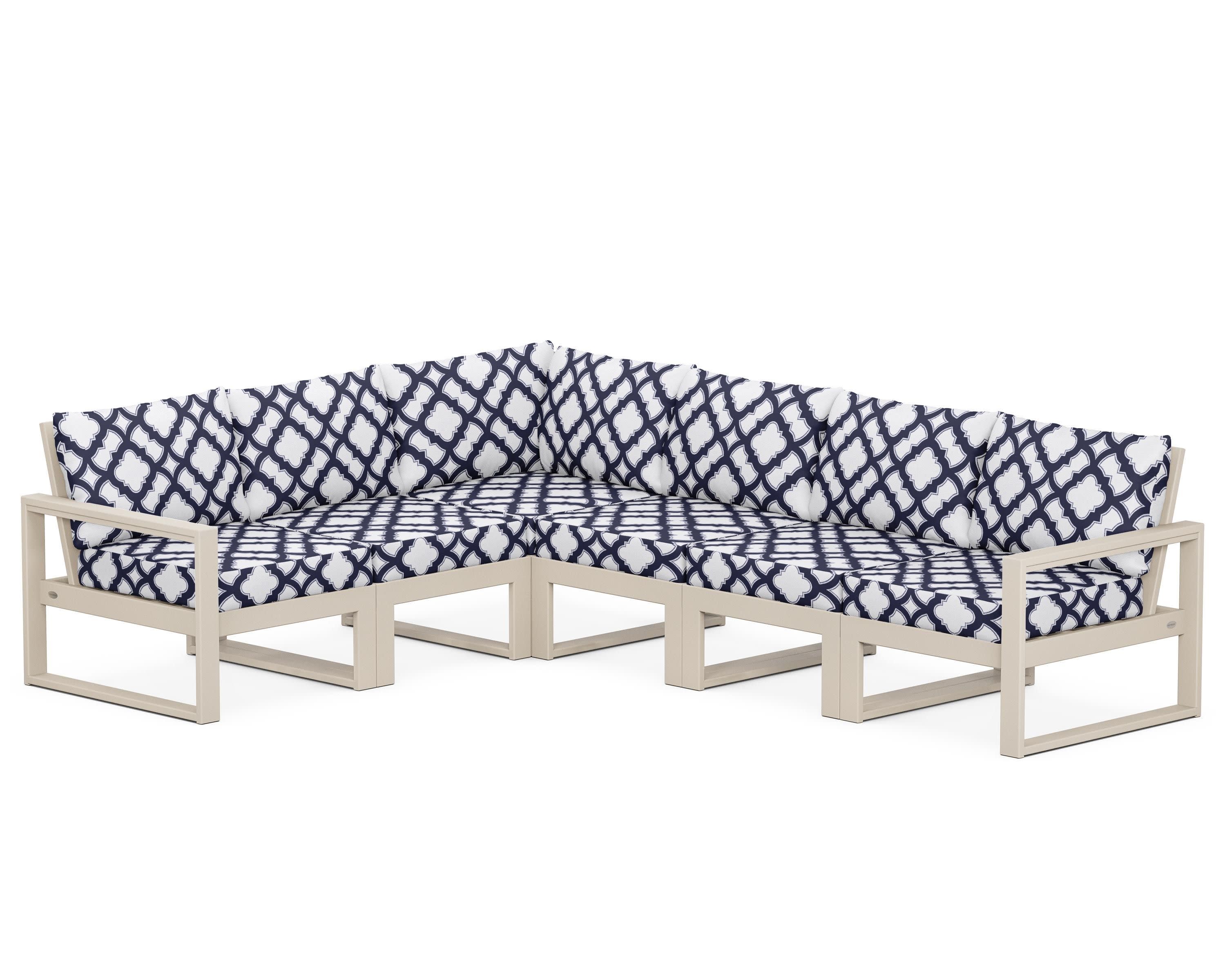 EDGE 6-Piece Modular Deep Seating Set in Sand / Trellis Navy