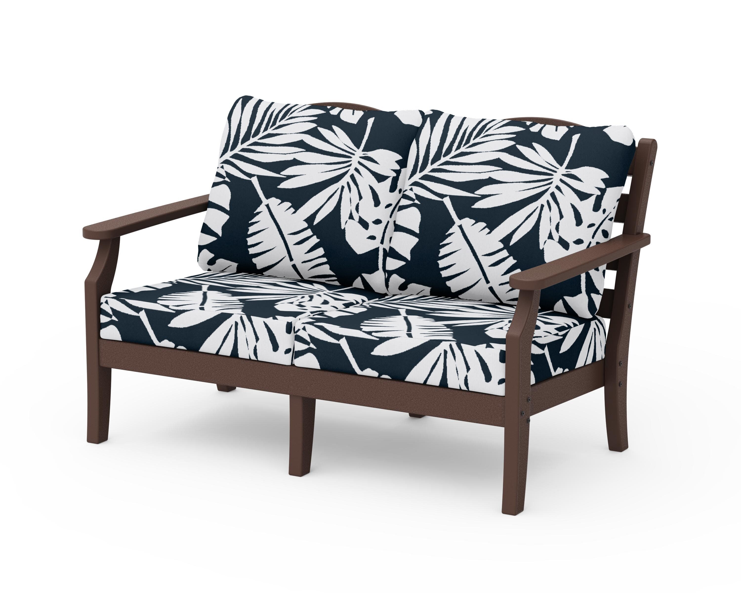 Savannah Deep Seating Loveseat in Mahogany / Leaf Marine Indigo