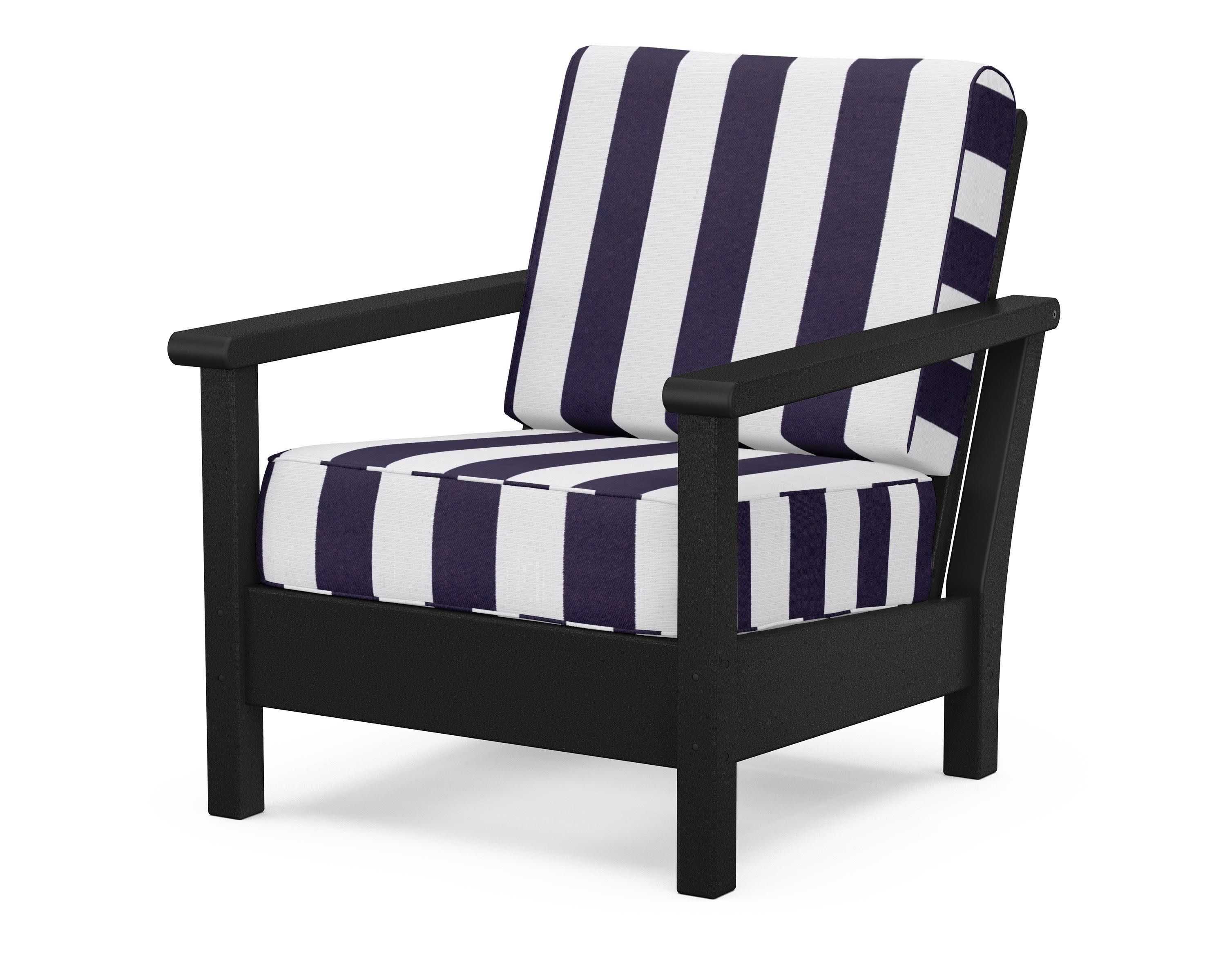 Harbour Deep Seating Chair in Black / Cabana Stripe Navy